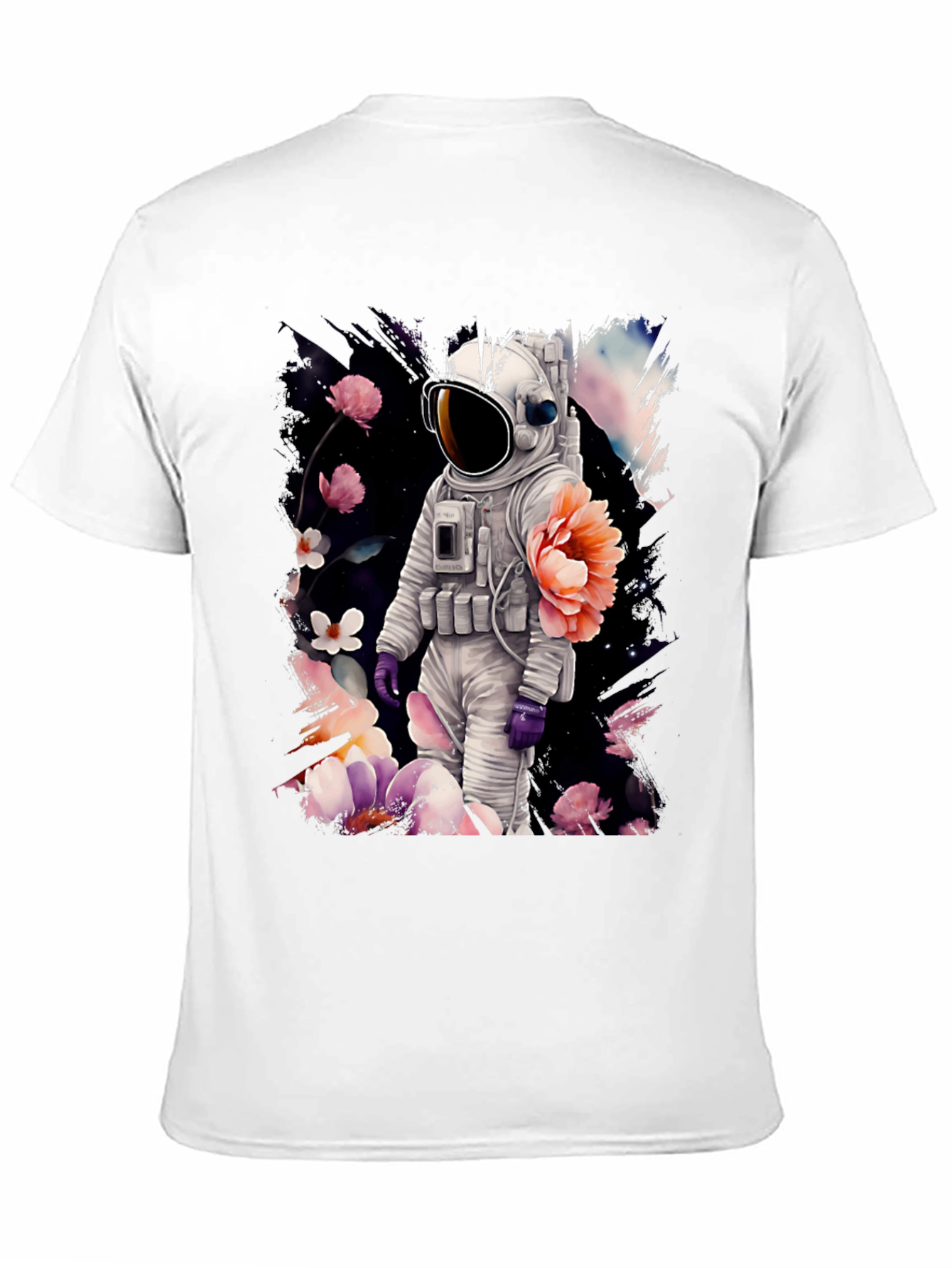 Astronaut Floral T-Shirt - Space & Nature Fusion