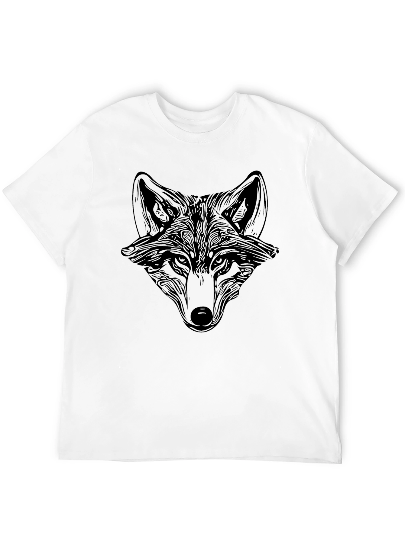 Fox Head Graphic Print Black T-Shirt