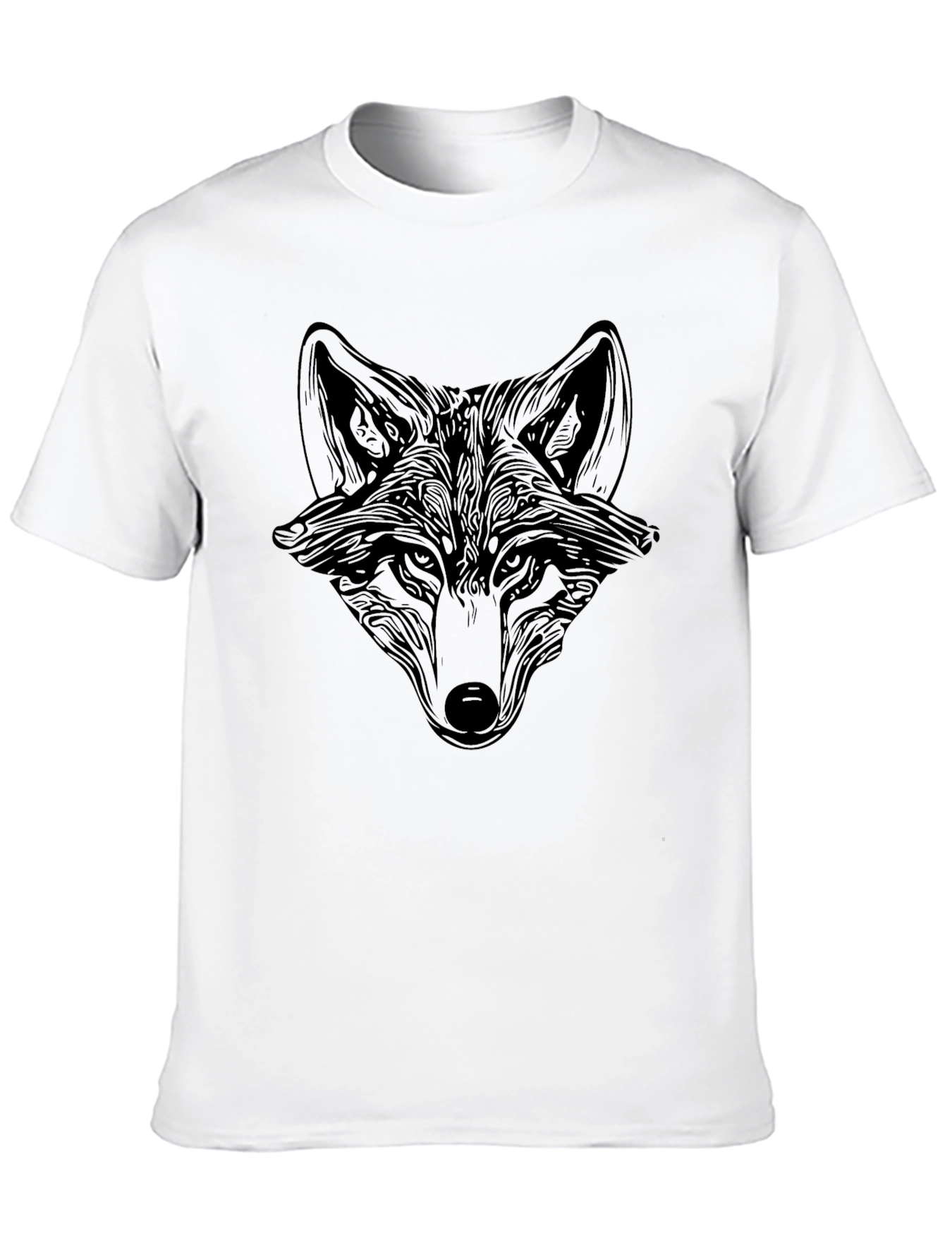 Fox Head Graphic Print Black T-Shirt