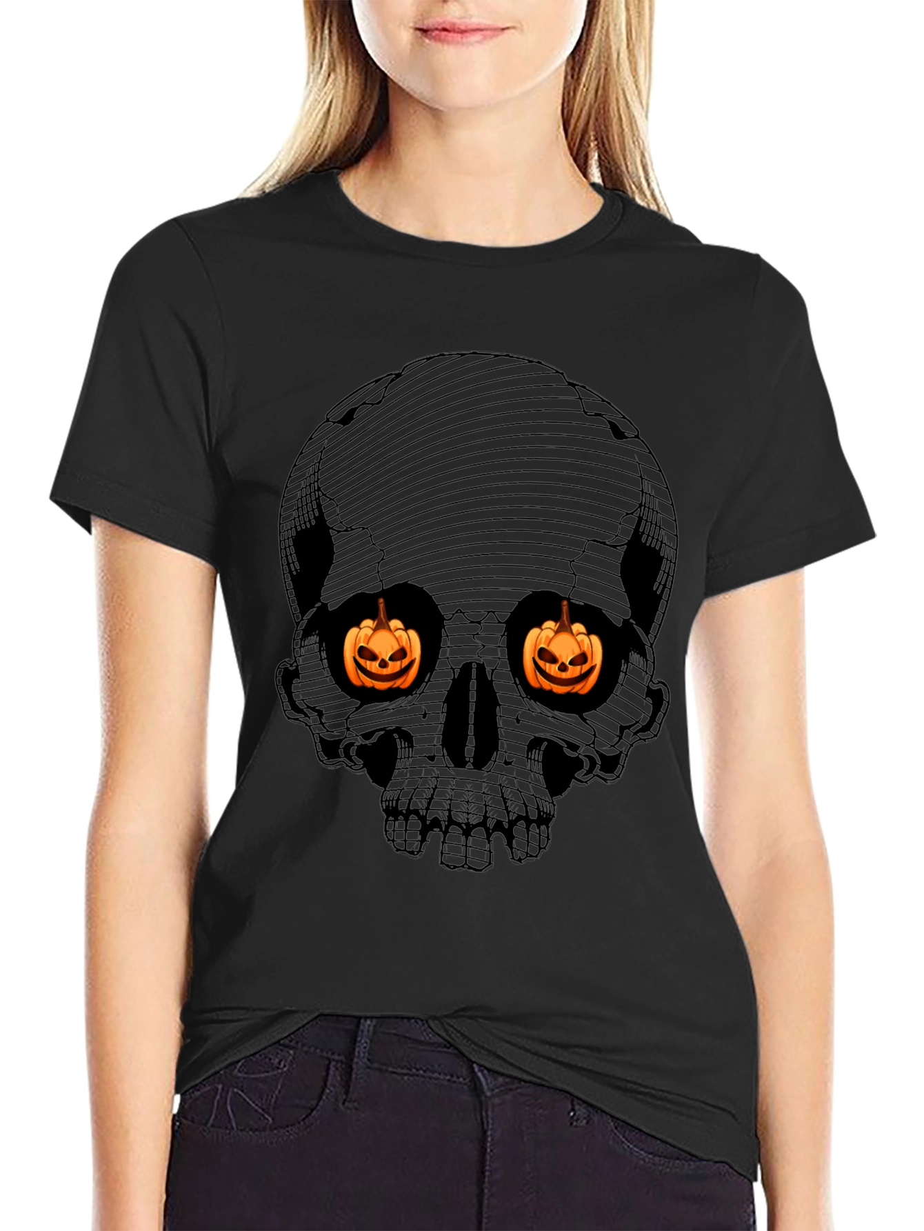 Halloween Skull Pumpkin Eyes T-Shirt