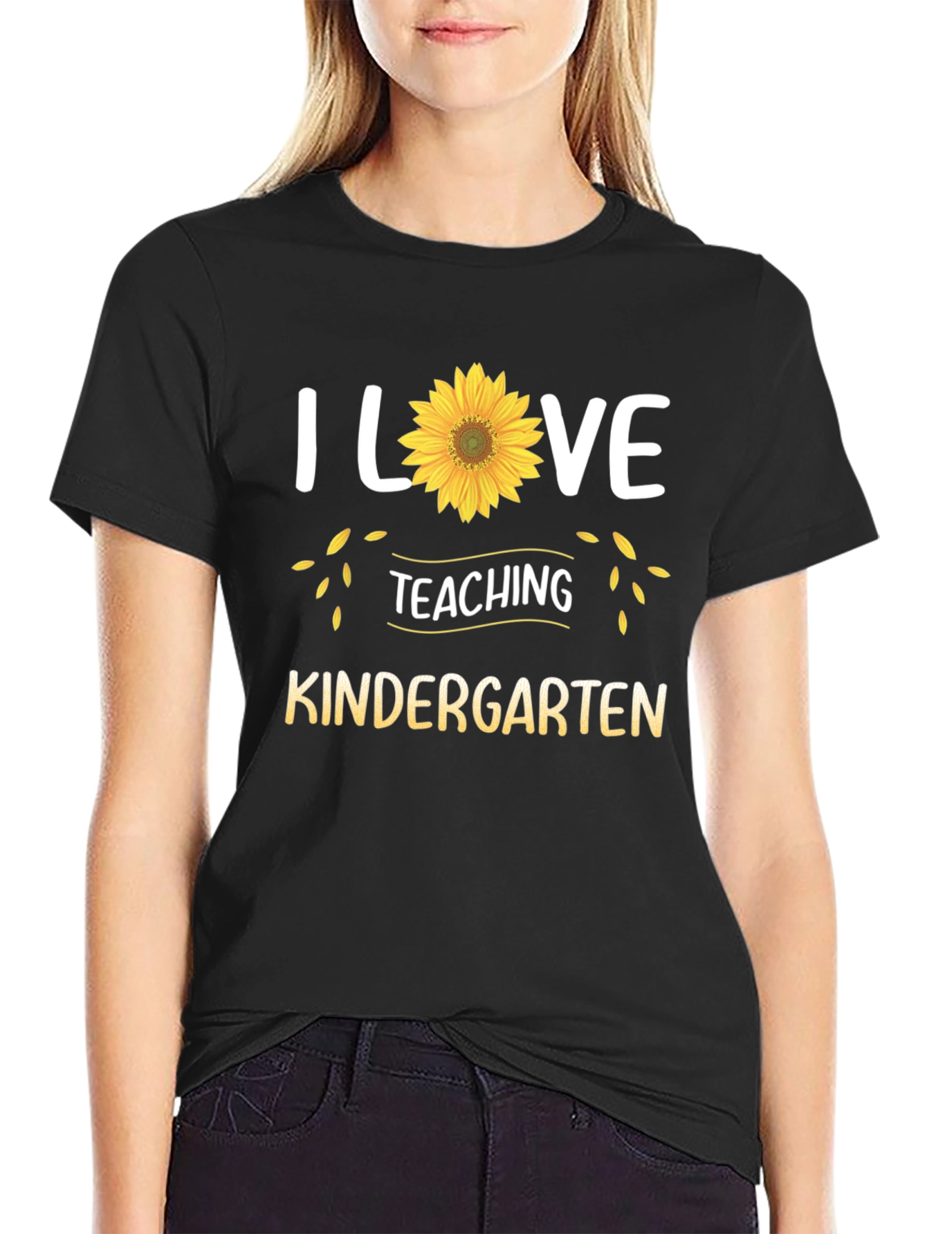 I Love Teaching Kindergarten Sunflower T-Shirt