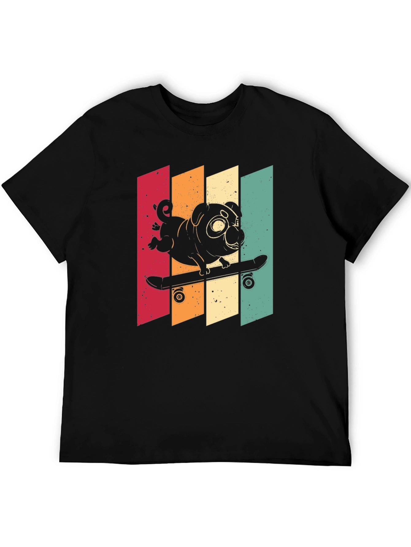 Skateboarding Pug Graphic Tee - Cool Retro Style