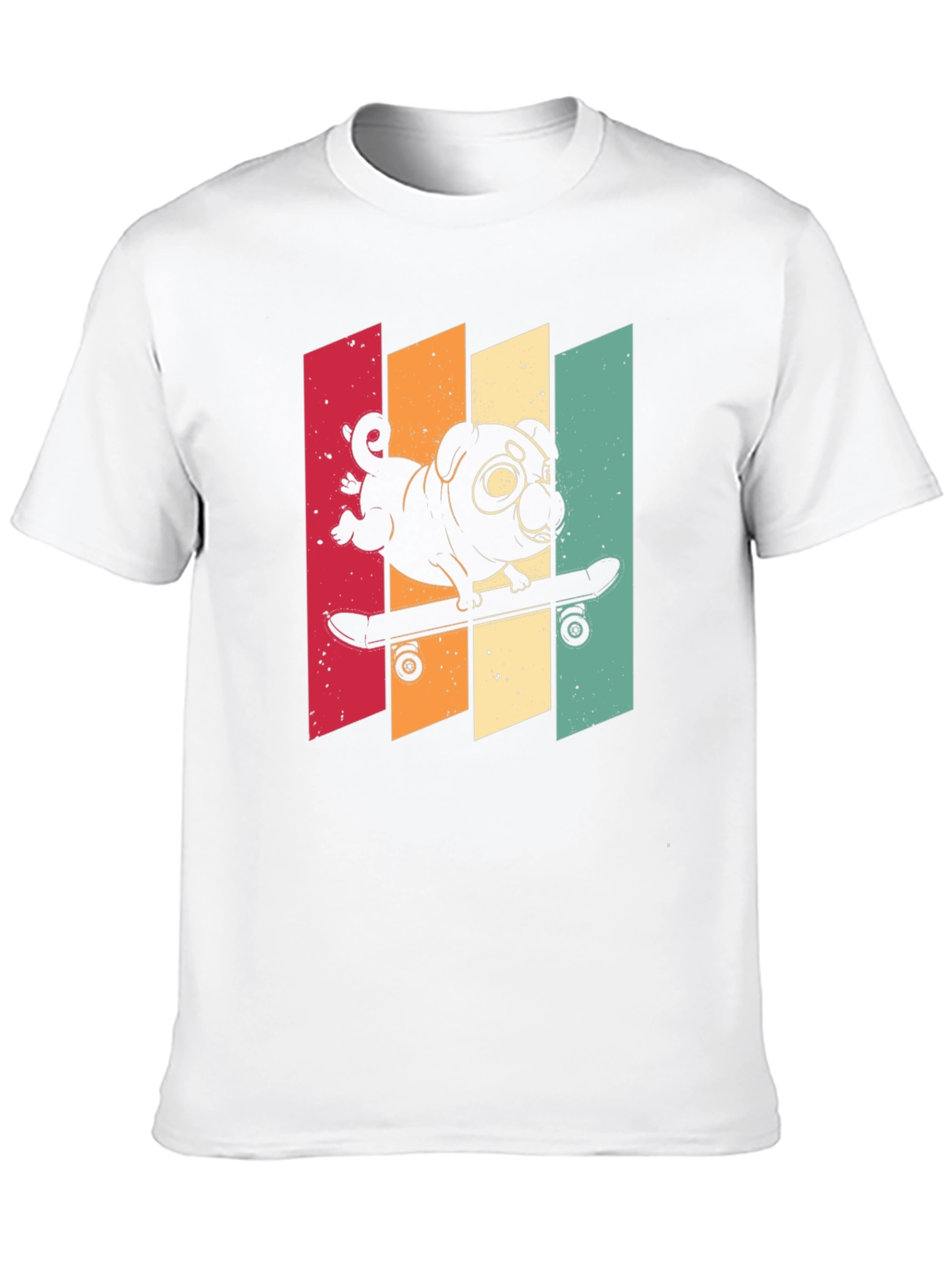 Skateboarding Pug Graphic Tee - Cool Retro Style
