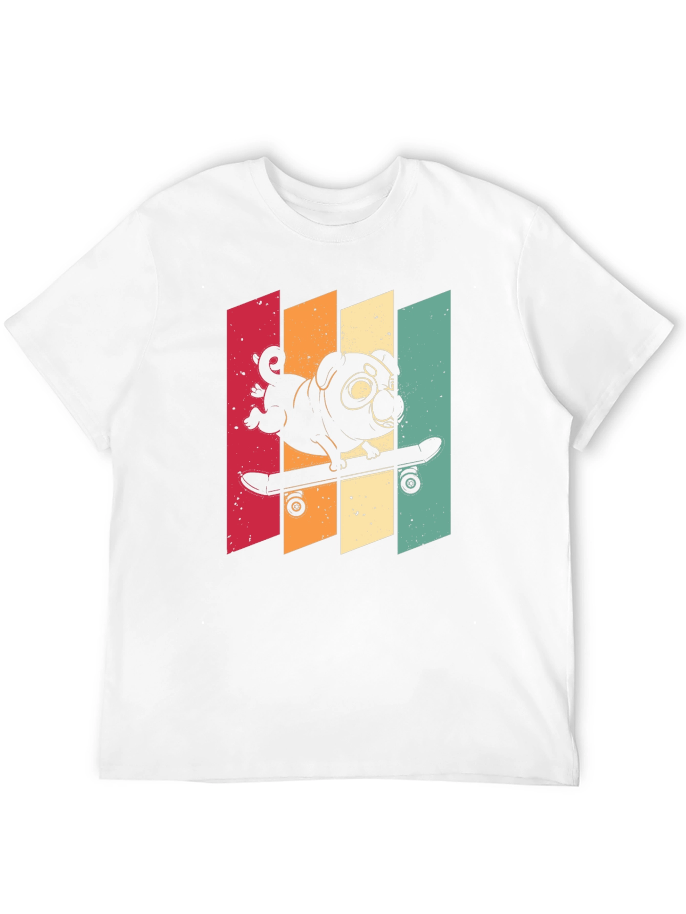 Skateboarding Pug Graphic Tee - Cool Retro Style