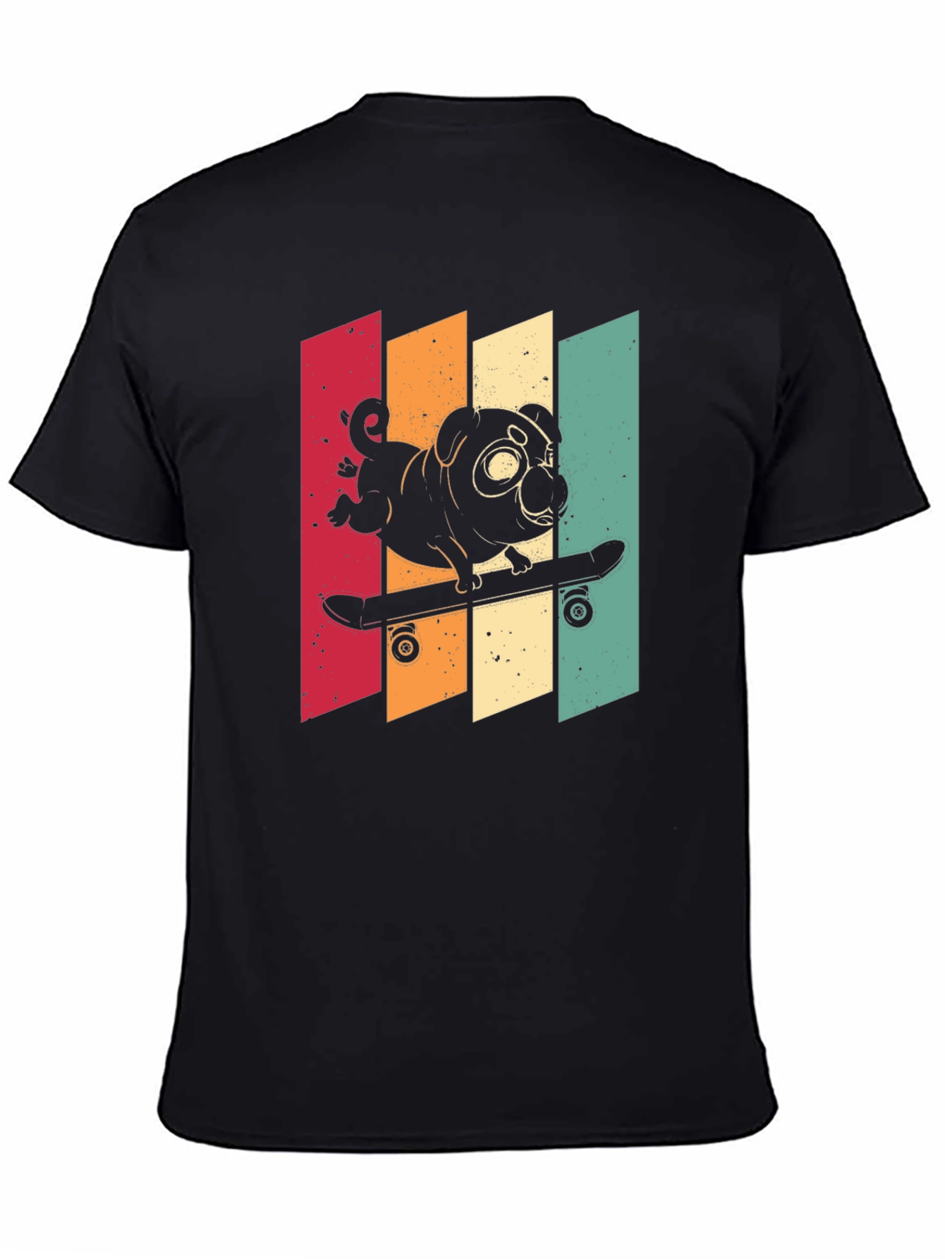 Skateboarding Pug Graphic Tee - Cool Retro Style