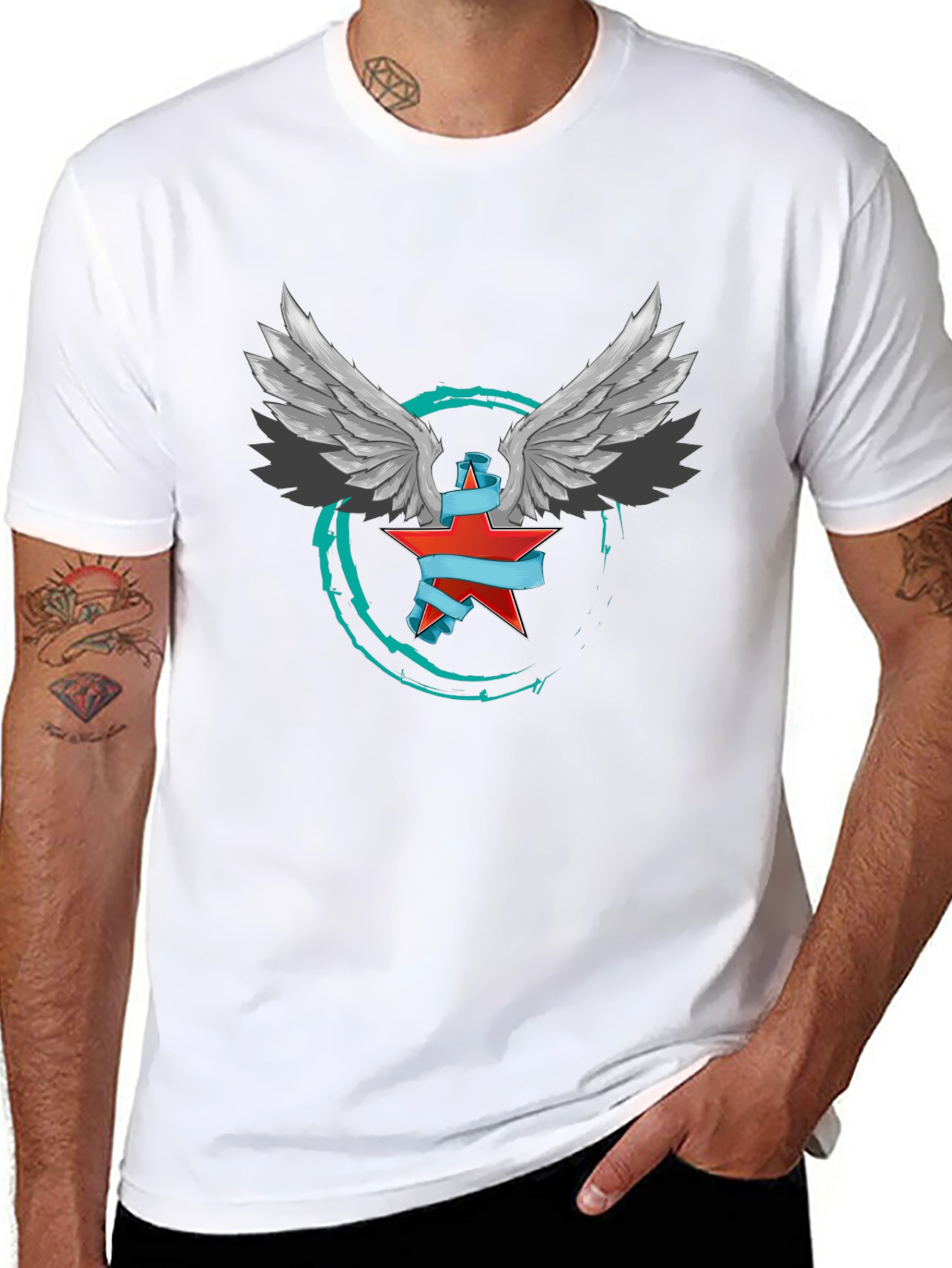 Winged Star Graphic T-Shirt - Edgy Design