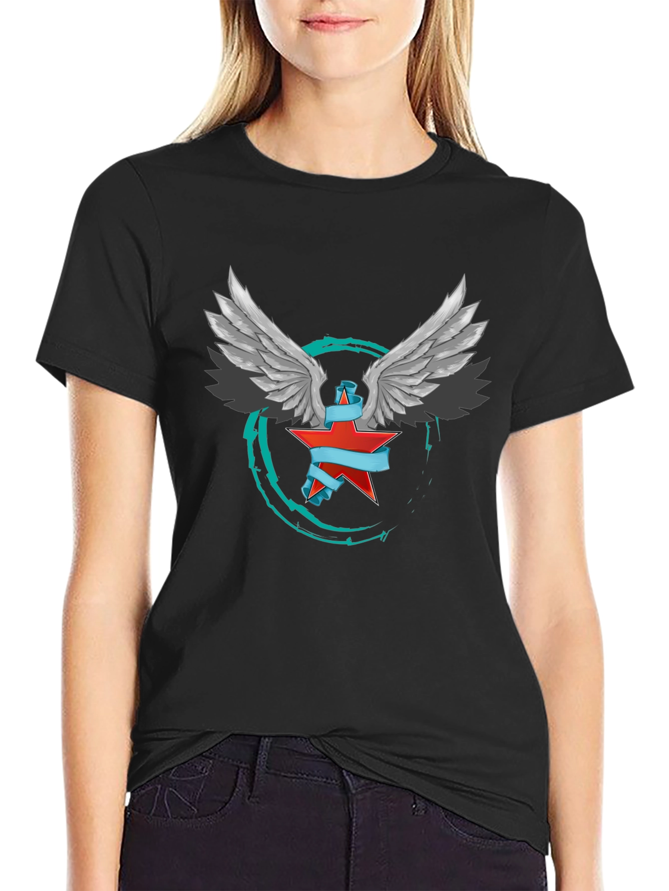 Winged Star Graphic T-Shirt - Edgy Design
