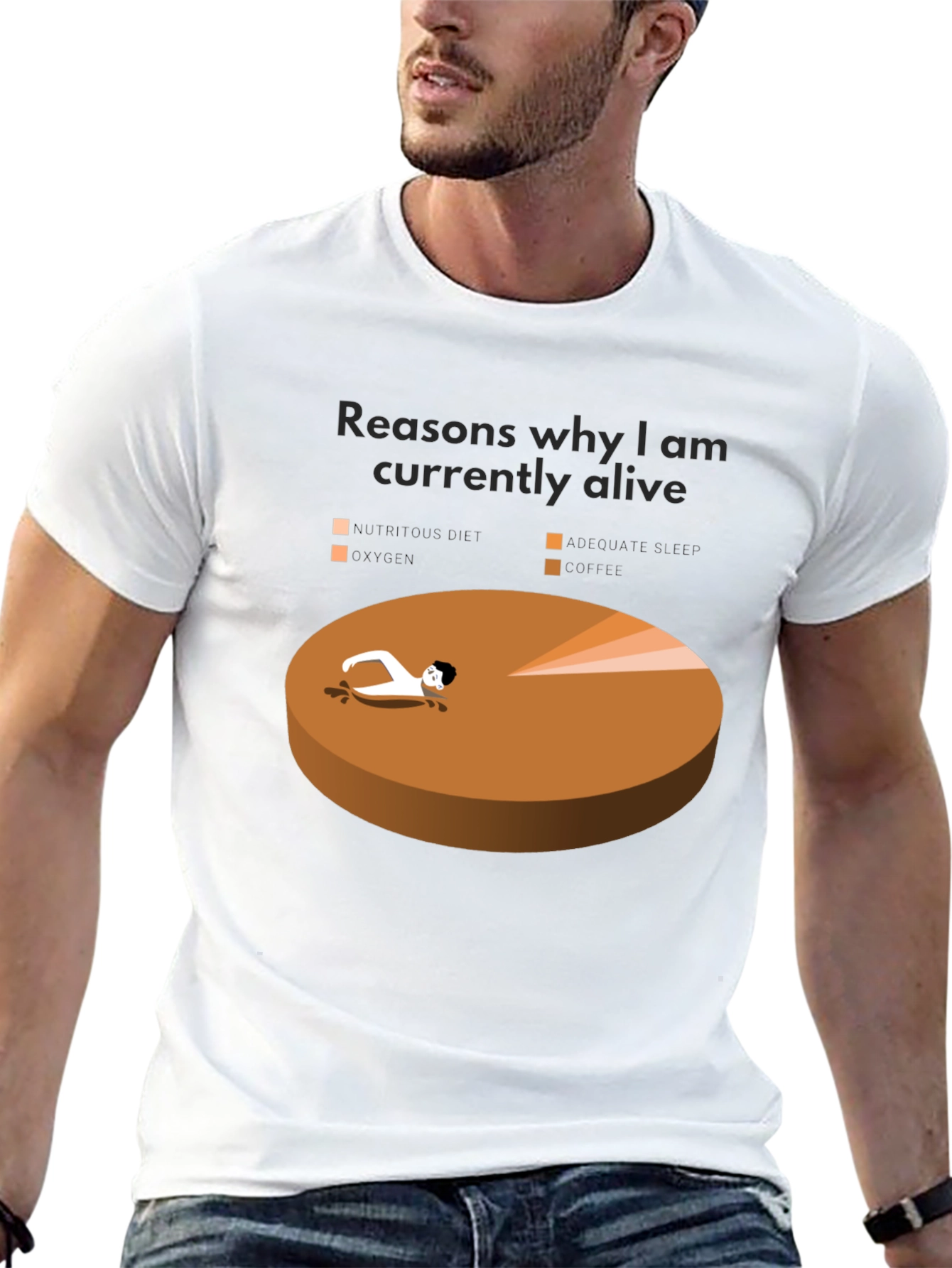 Reasons Im Alive T-Shirt Funny Pie Chart Graphic Tee