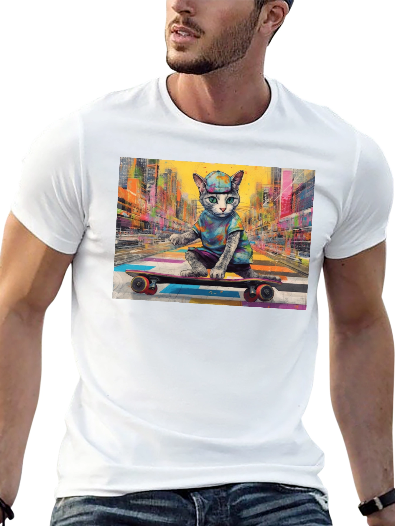 Cool Cat Skateboarder T-Shirt