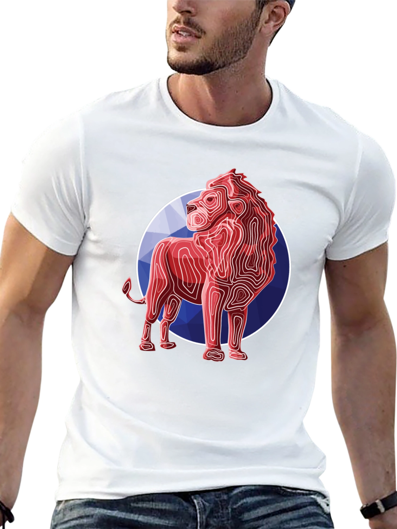 Geometric Lion Graphic Tee - Modern Style