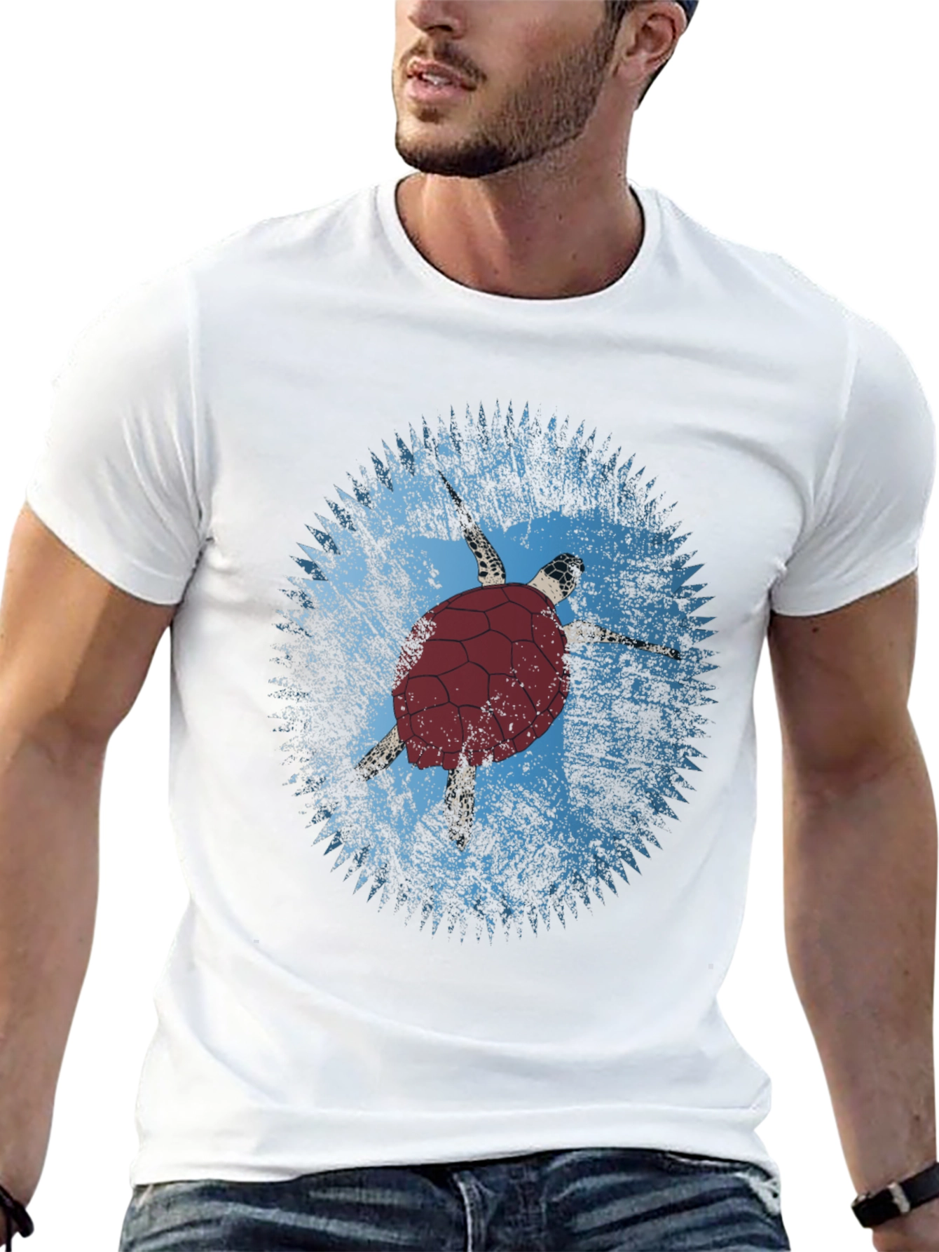 Turtle Graphic Tee - Black Cotton Casual Shirt