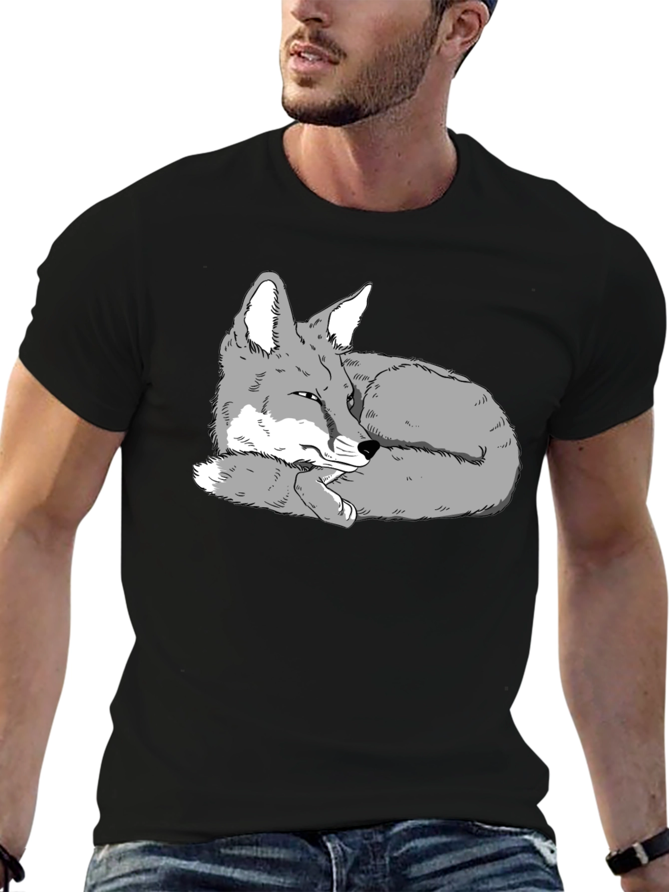 Cool Fox Graphic Black T-Shirt