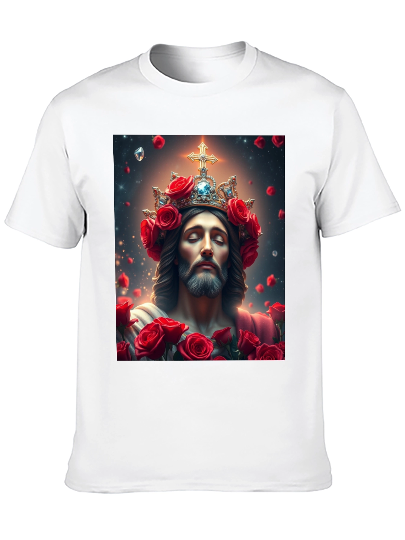 Jesus with Roses Graphic T-Shirt - Divine Apparel