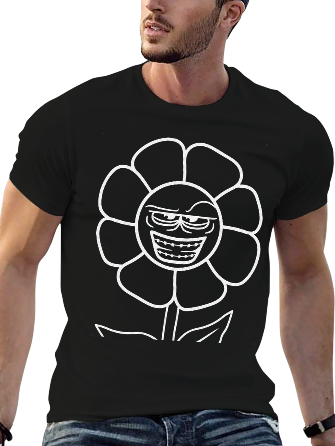 Evil Flower Graphic Black T-Shirt