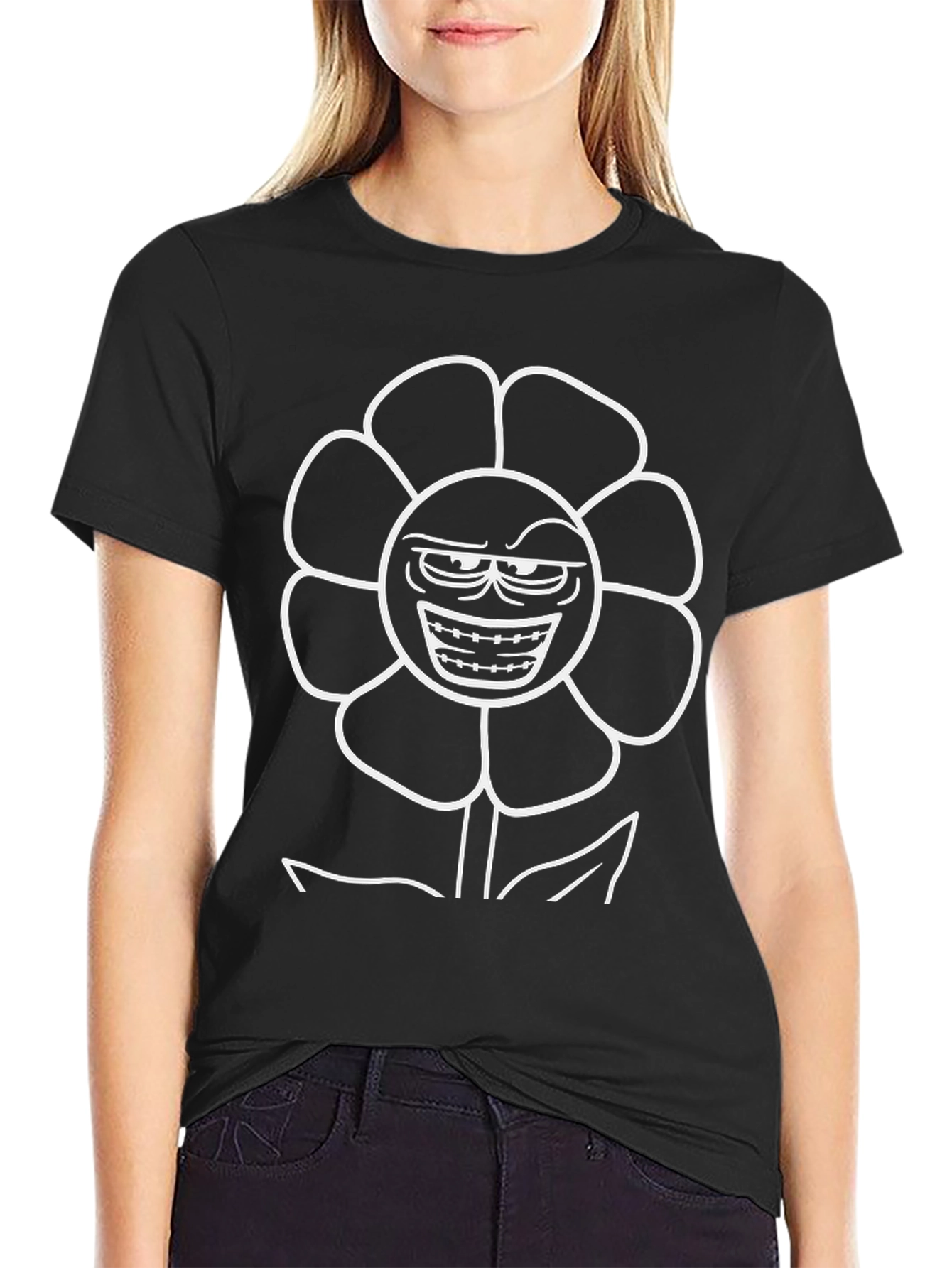 Evil Flower Graphic Black T-Shirt