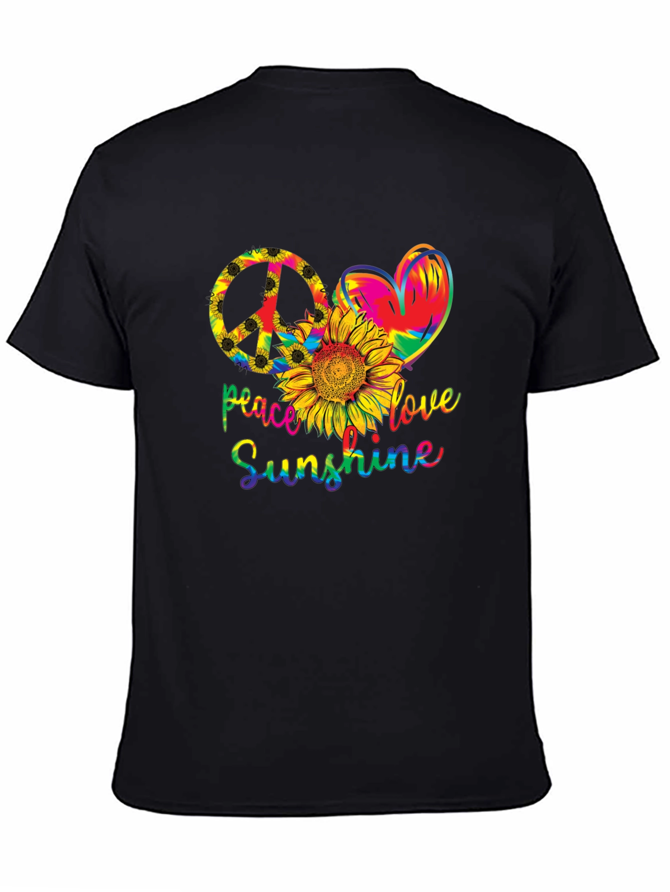 Peace Love Sunshine T-Shirt - Black Cotton Tee