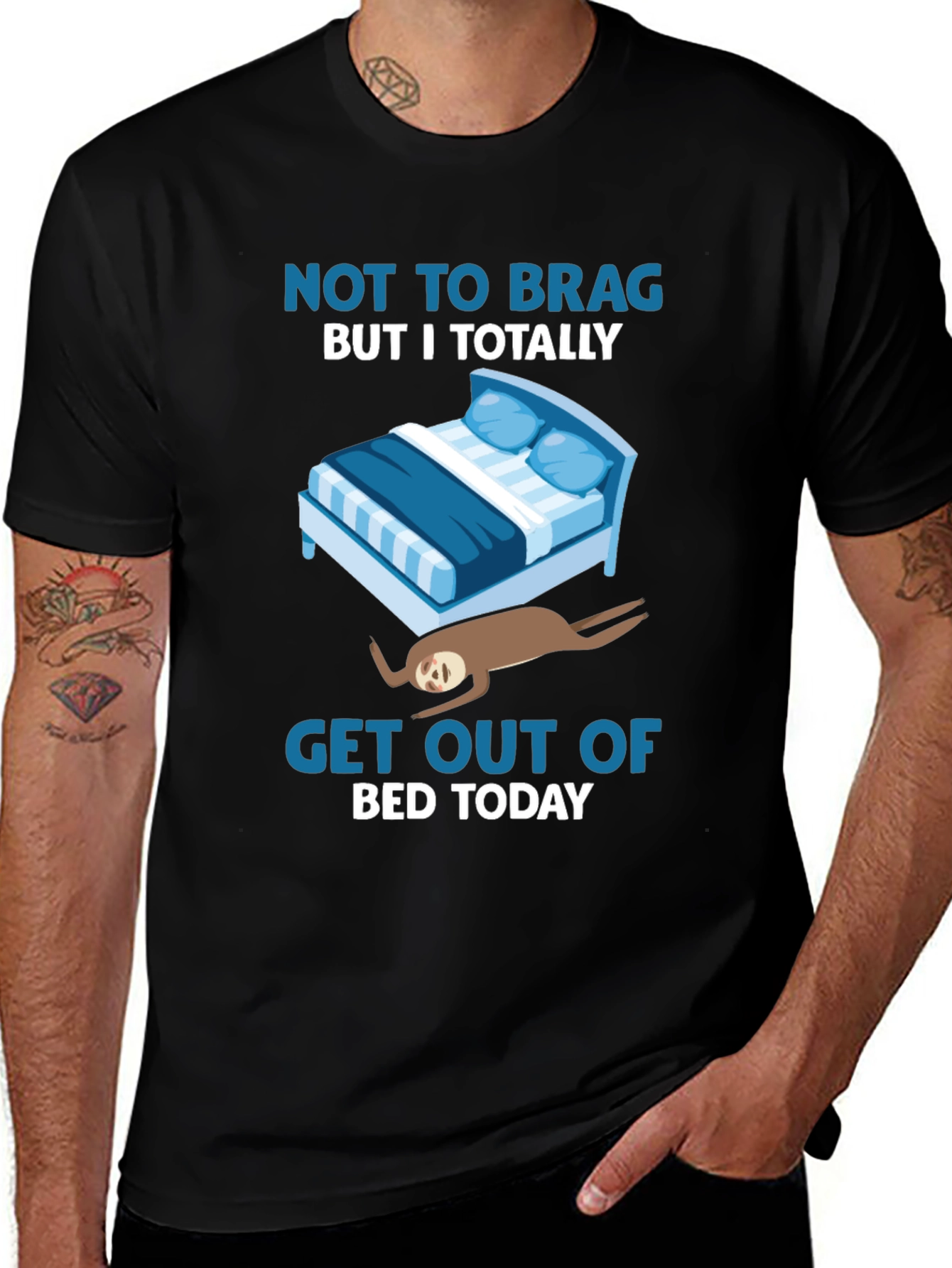 Funny Sloth Bed T-Shirt - Lazy Days Tee