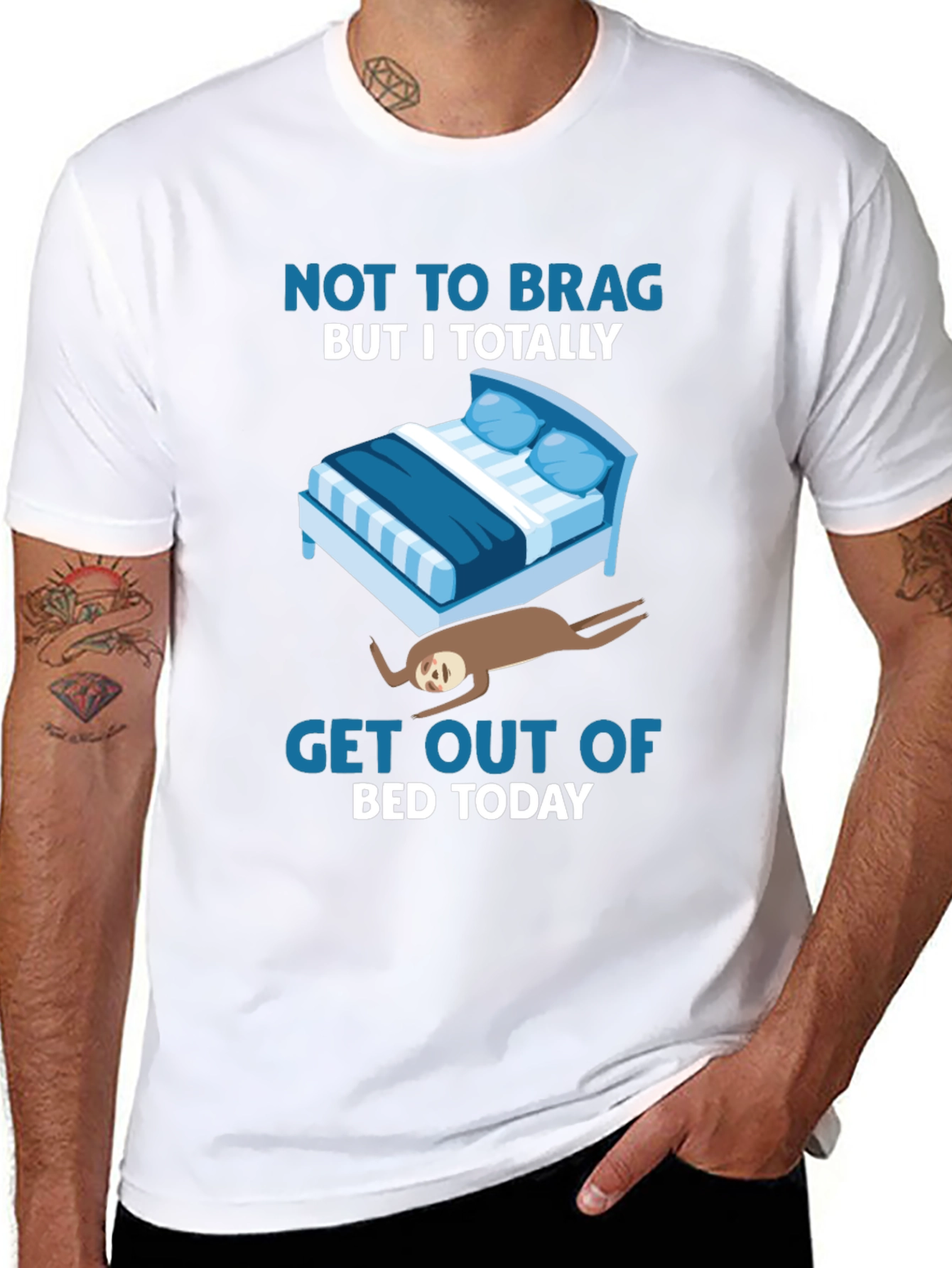 Funny Sloth Bed T-Shirt - Lazy Days Tee