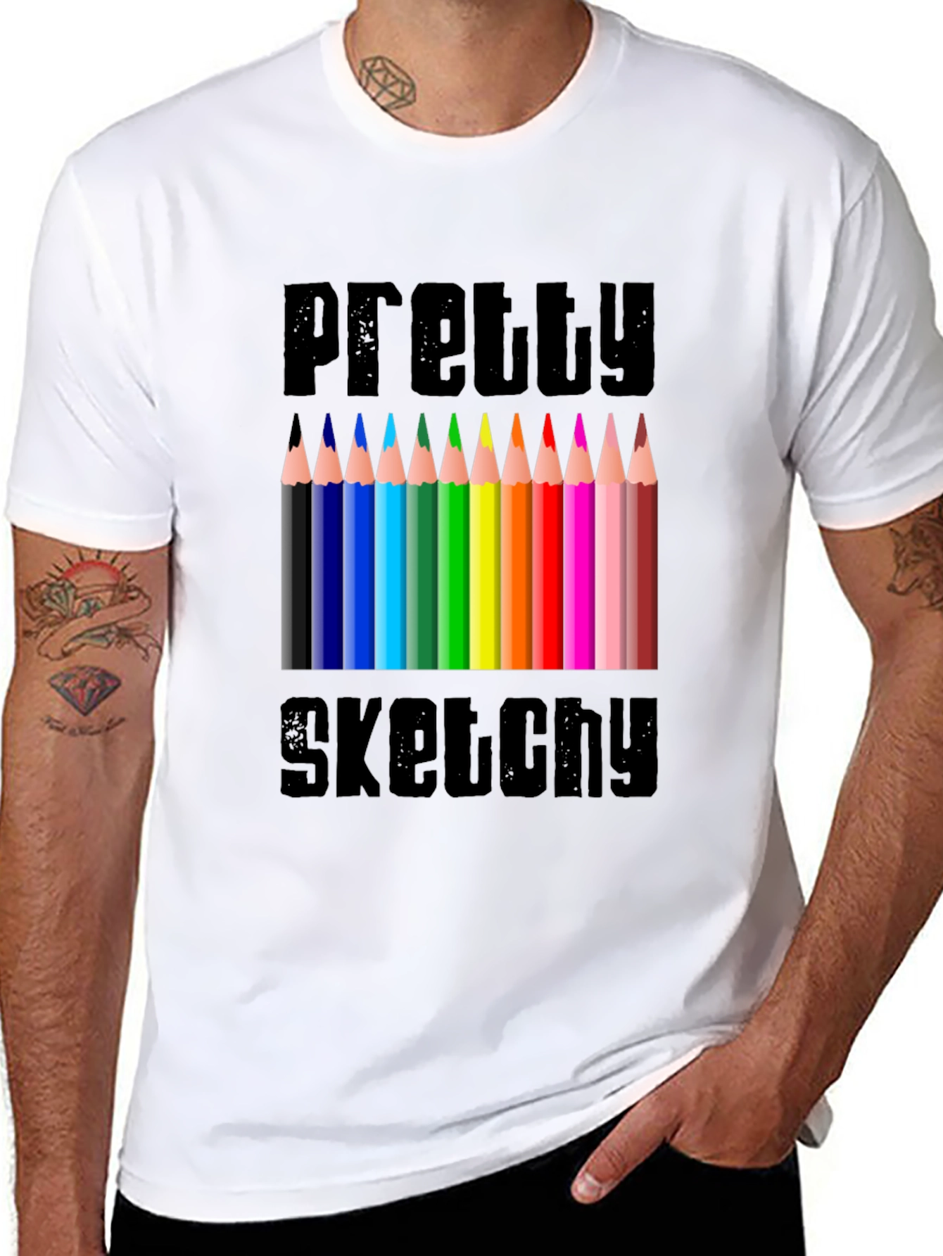 Pretty Sketchy Graphic Tee - Artistic Novelty T-Shirt