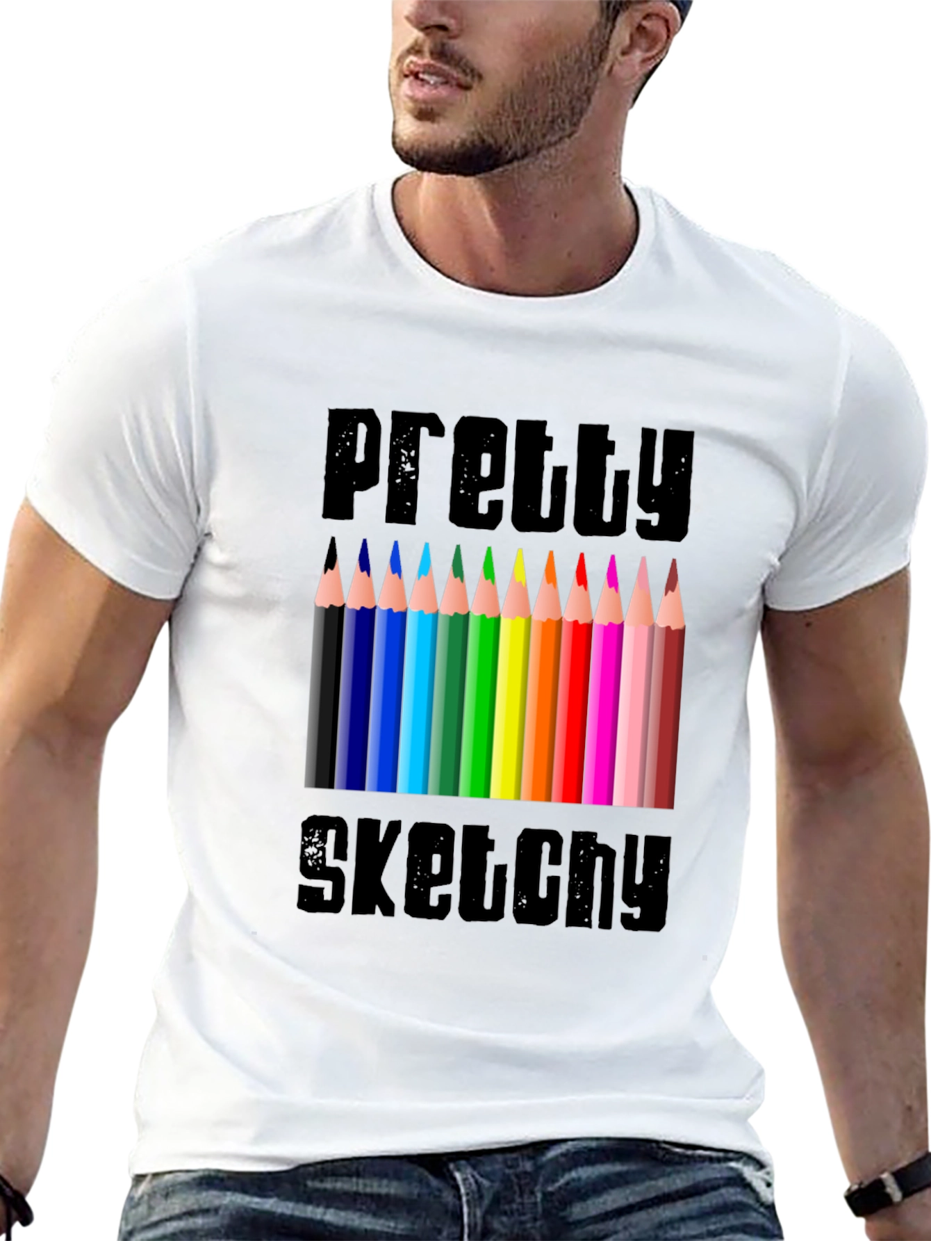 Pretty Sketchy Graphic Tee - Artistic Novelty T-Shirt