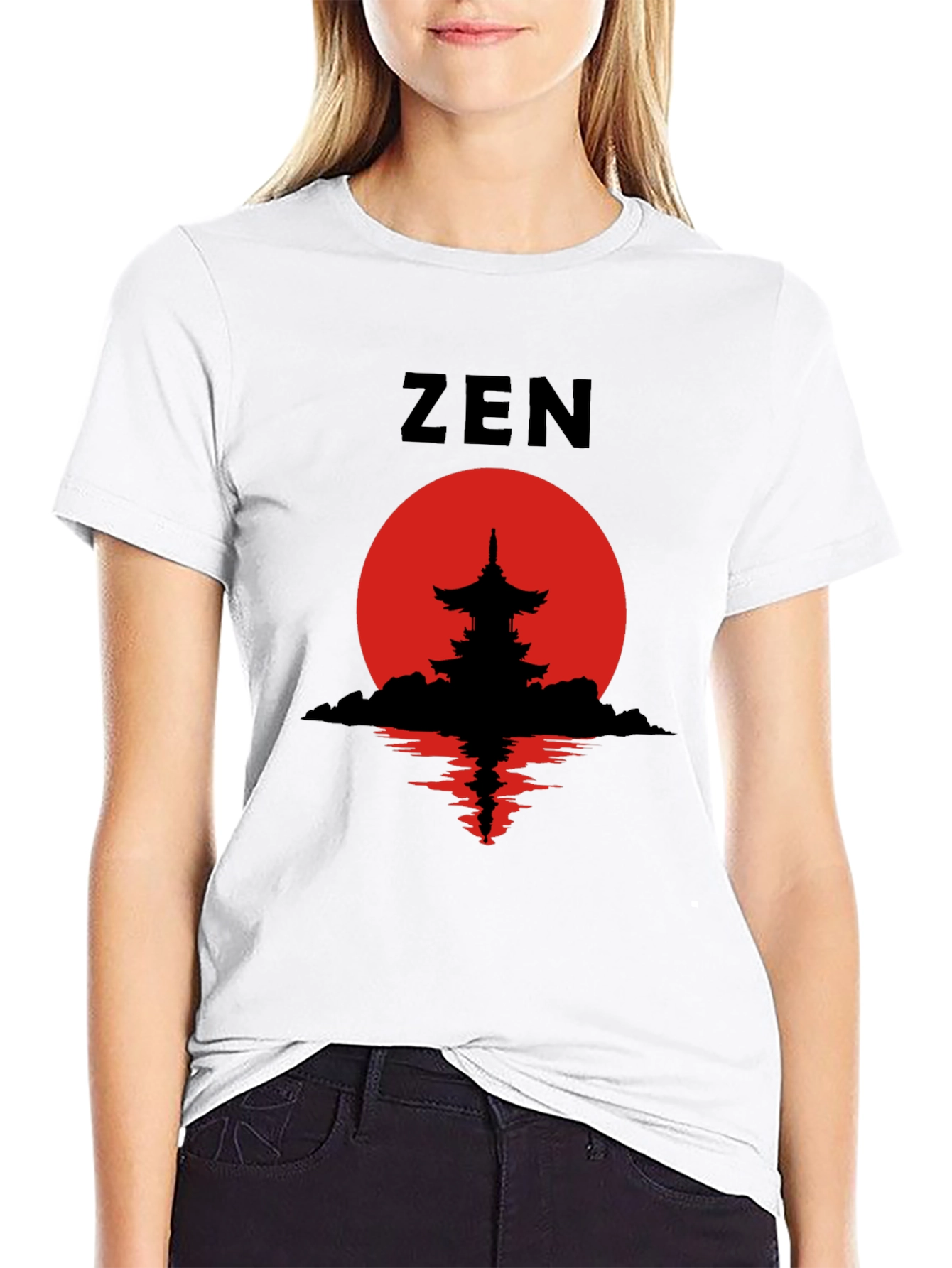 Zen Pagoda Silhouette T-Shirt - Meditative Style