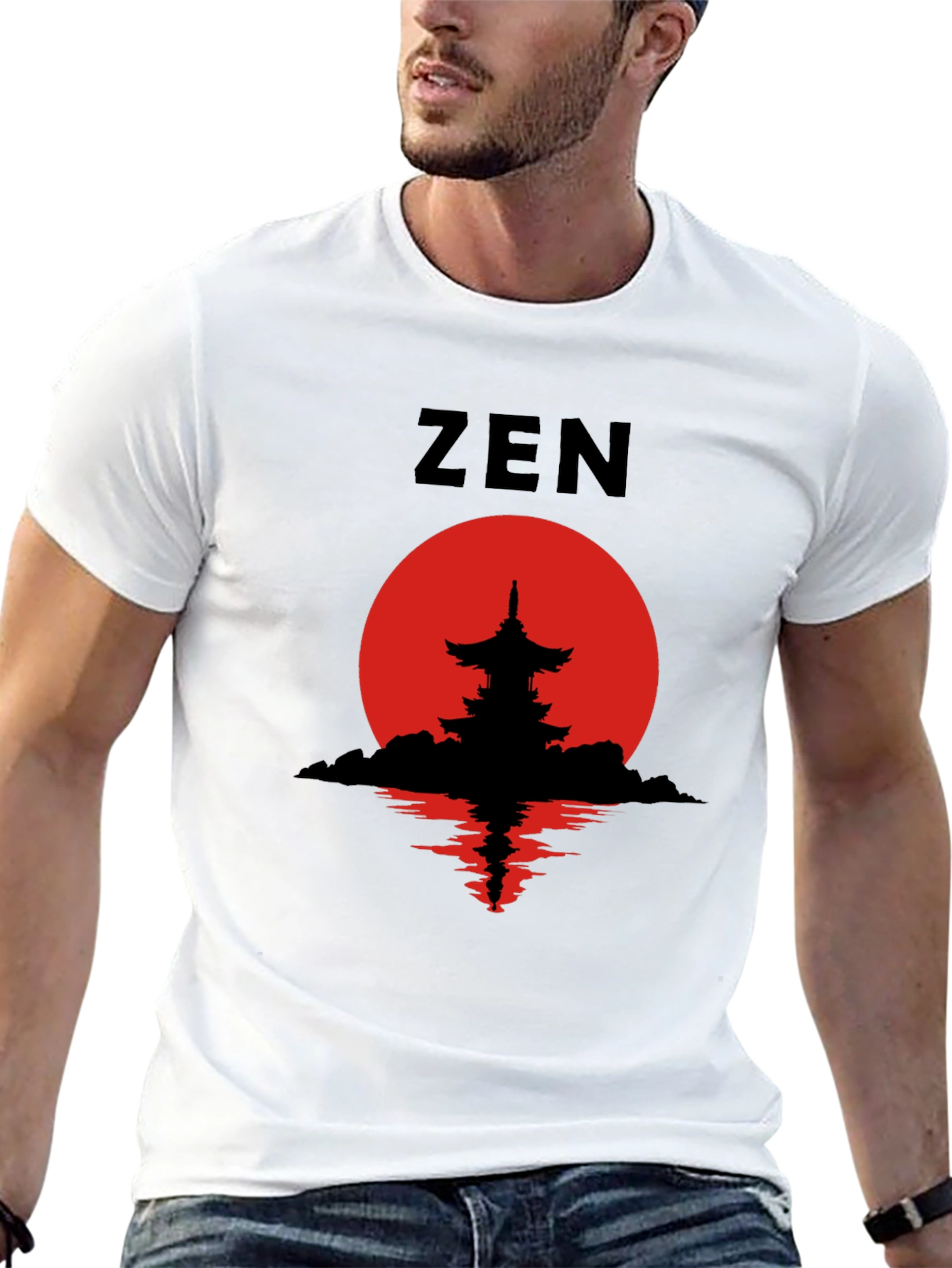 Zen Pagoda Silhouette T-Shirt - Meditative Style