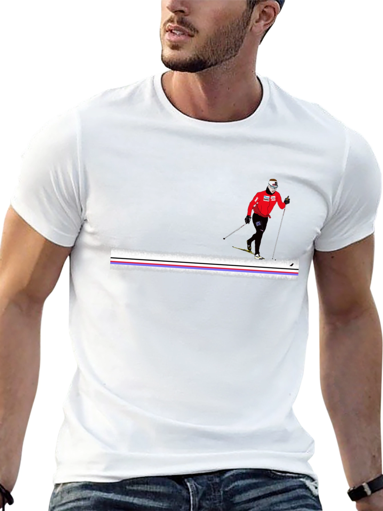 Cross Country Skier Graphic Tee - Black