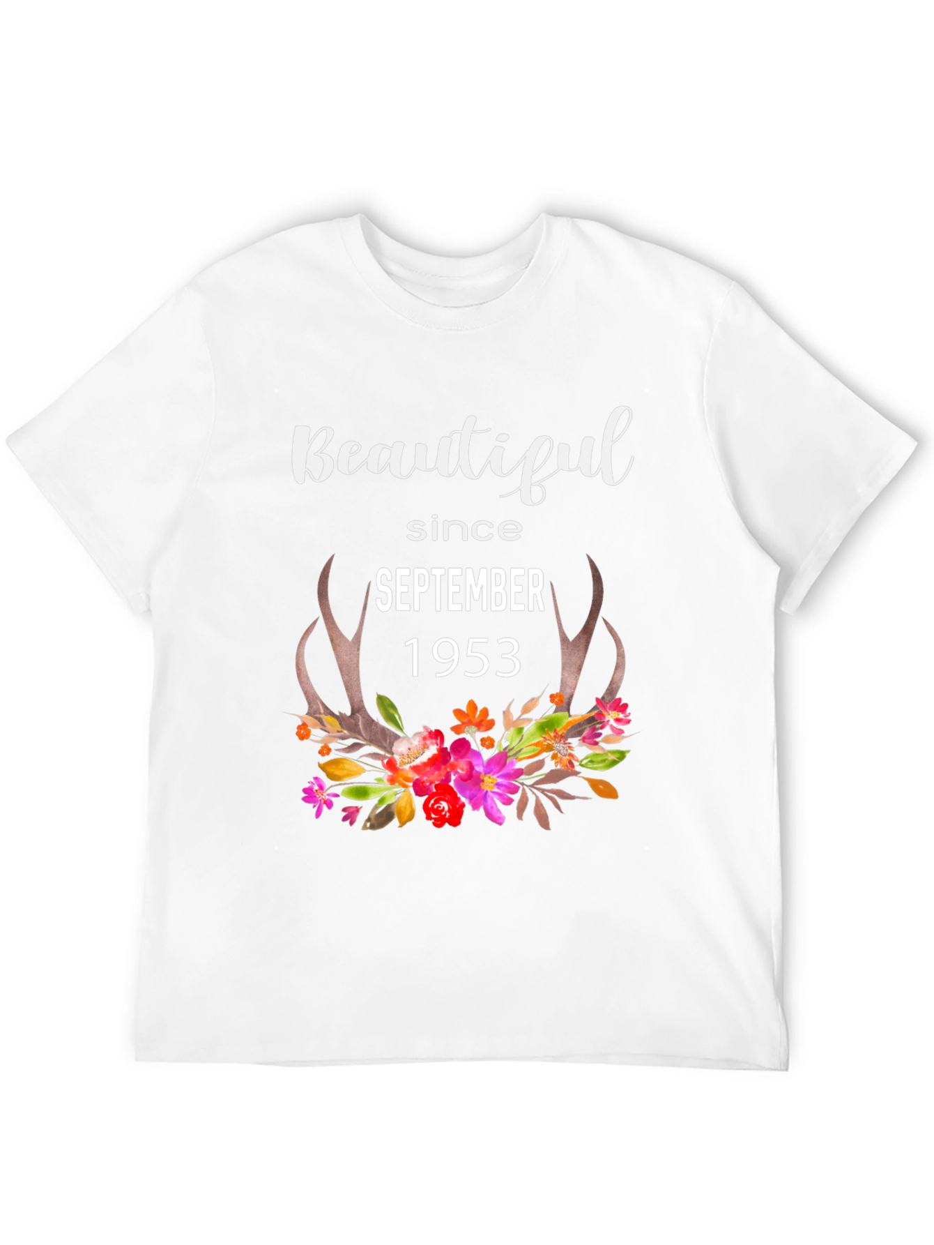 Beautiful Since September 1953 Floral Antler Tee