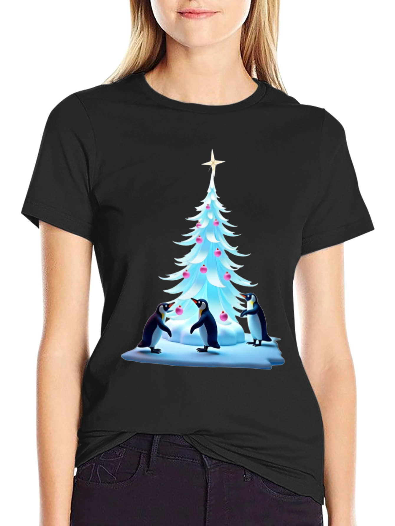 Festive Penguin Christmas Tree T-Shirt