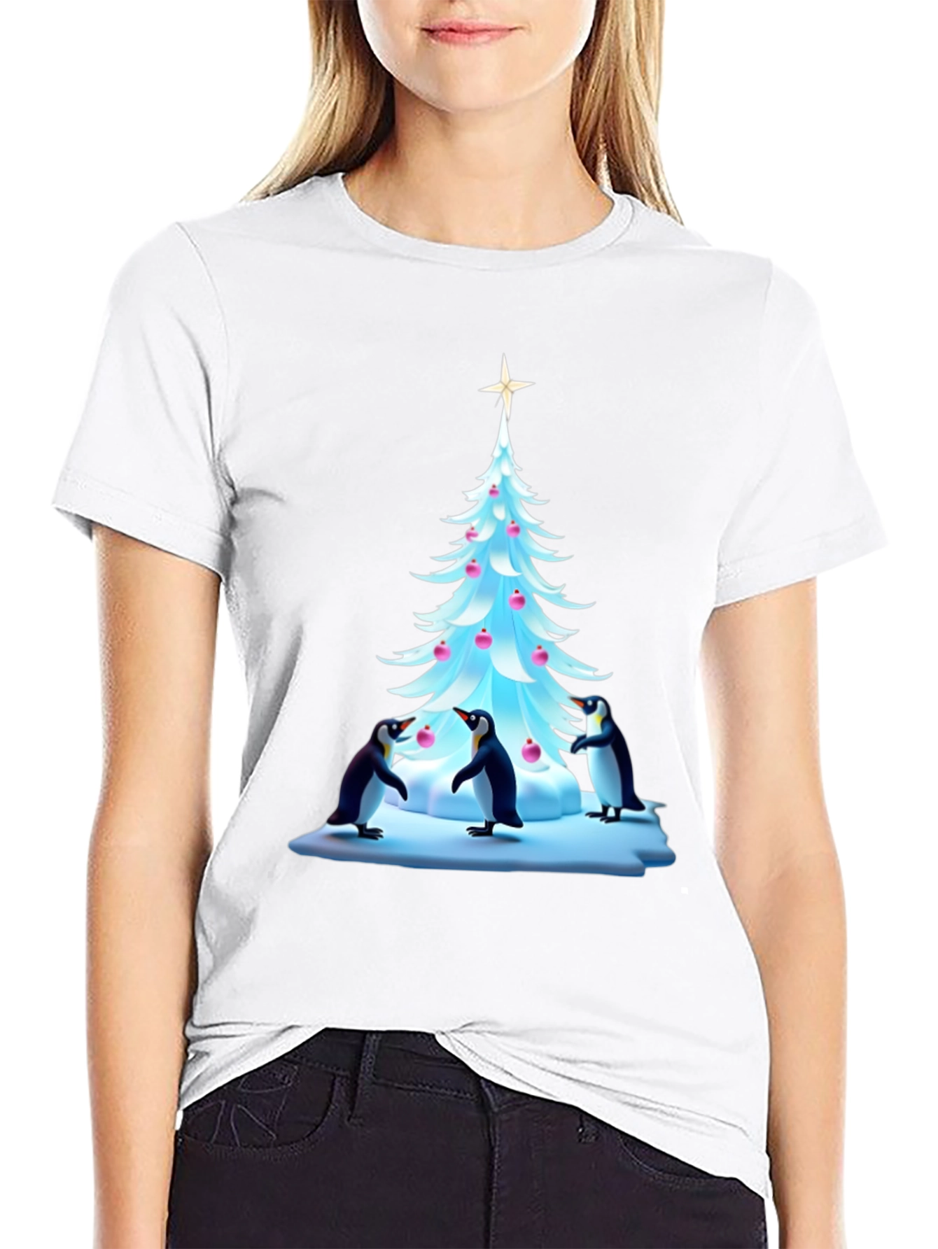 Festive Penguin Christmas Tree T-Shirt