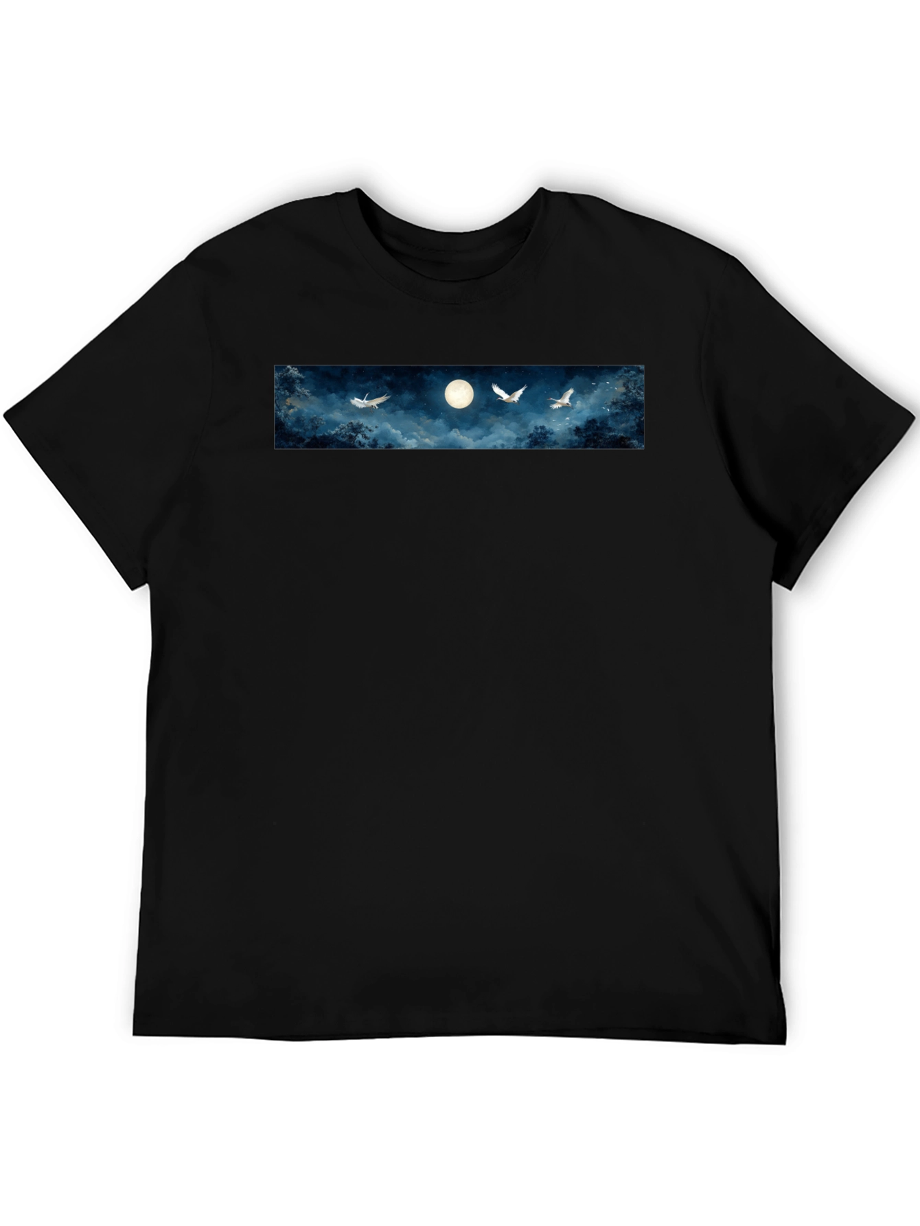 Moonlit Flight Graphic Tee - Black Cotton
