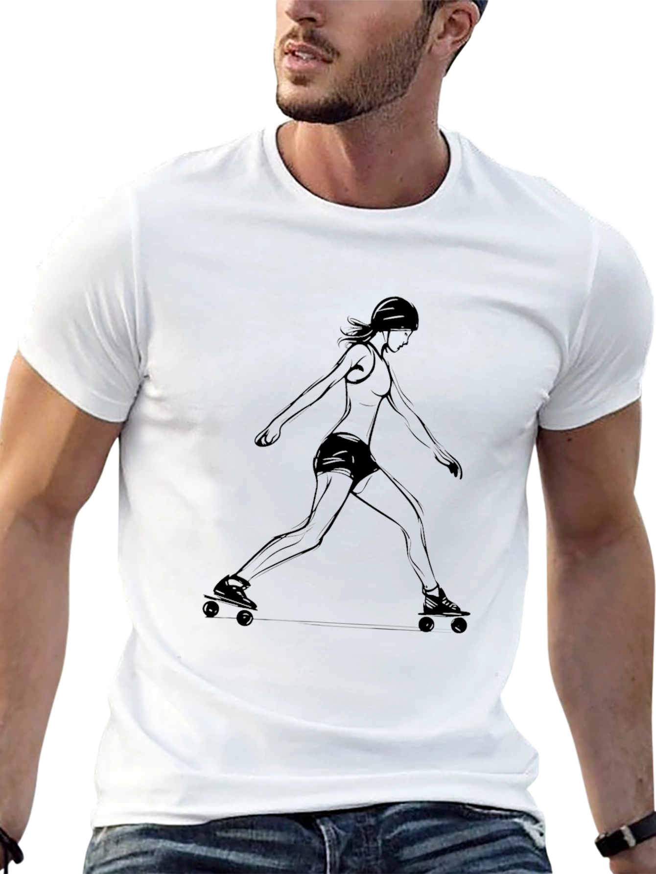 Skateboarder Graphic Black Tee