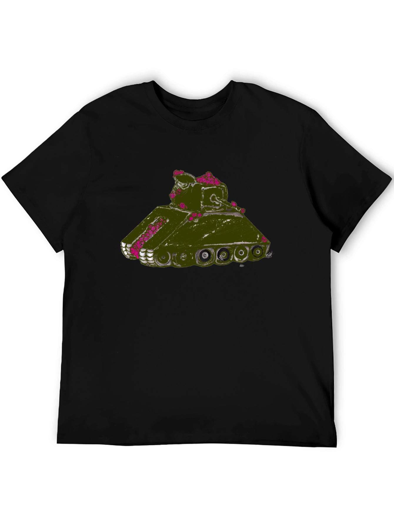 Tank With Flowers Graphic Tee - Black