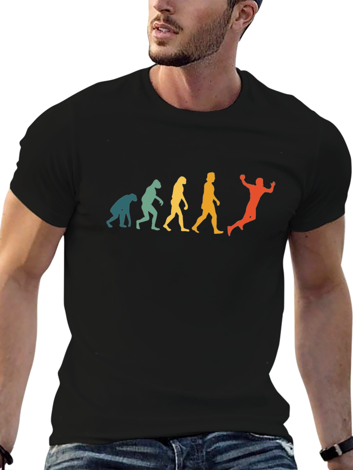 Handball Evolution Graphic T-Shirt - Retro Style