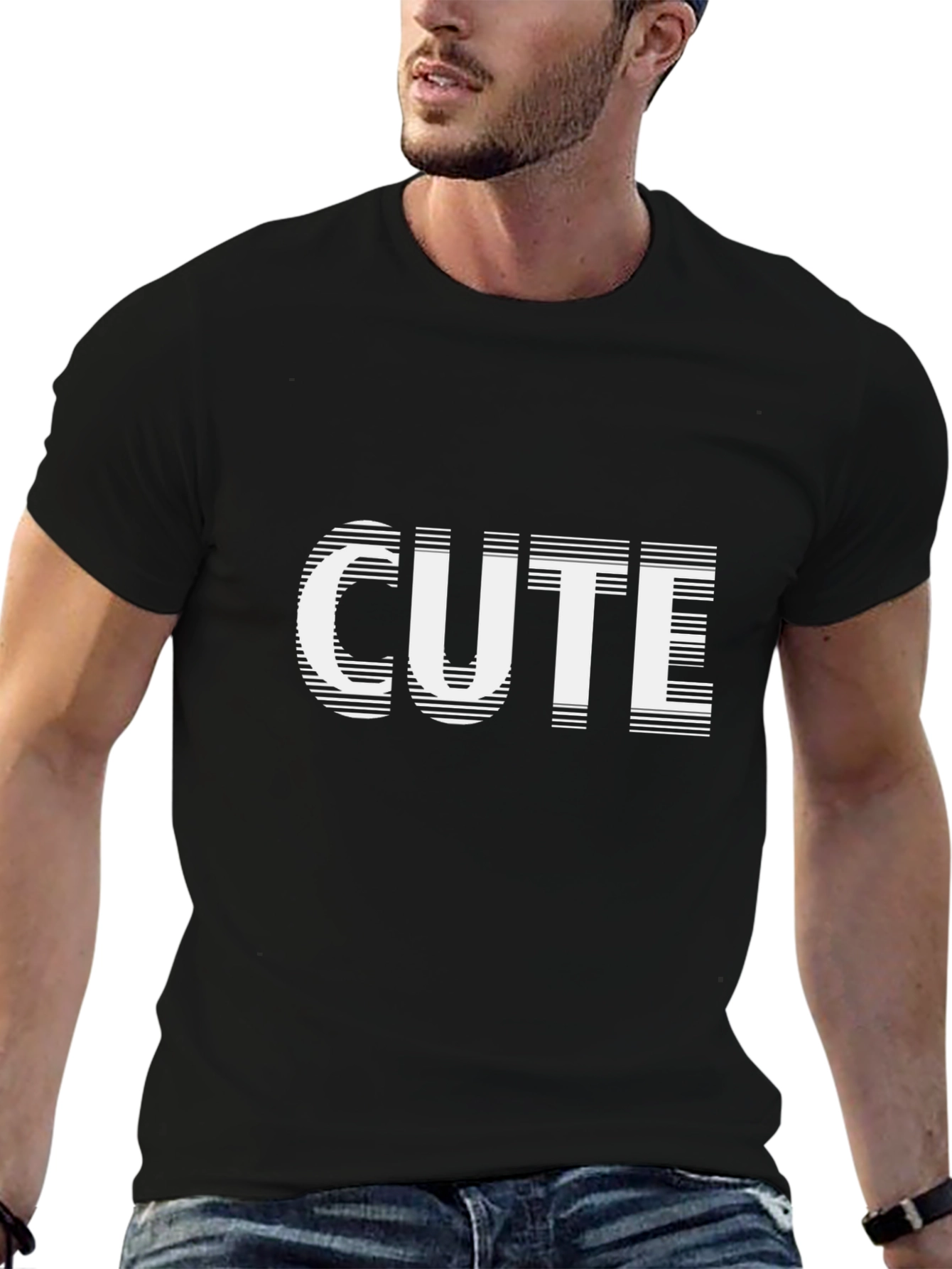 Black T-Shirt - Cute Text Graphic - Casual Style