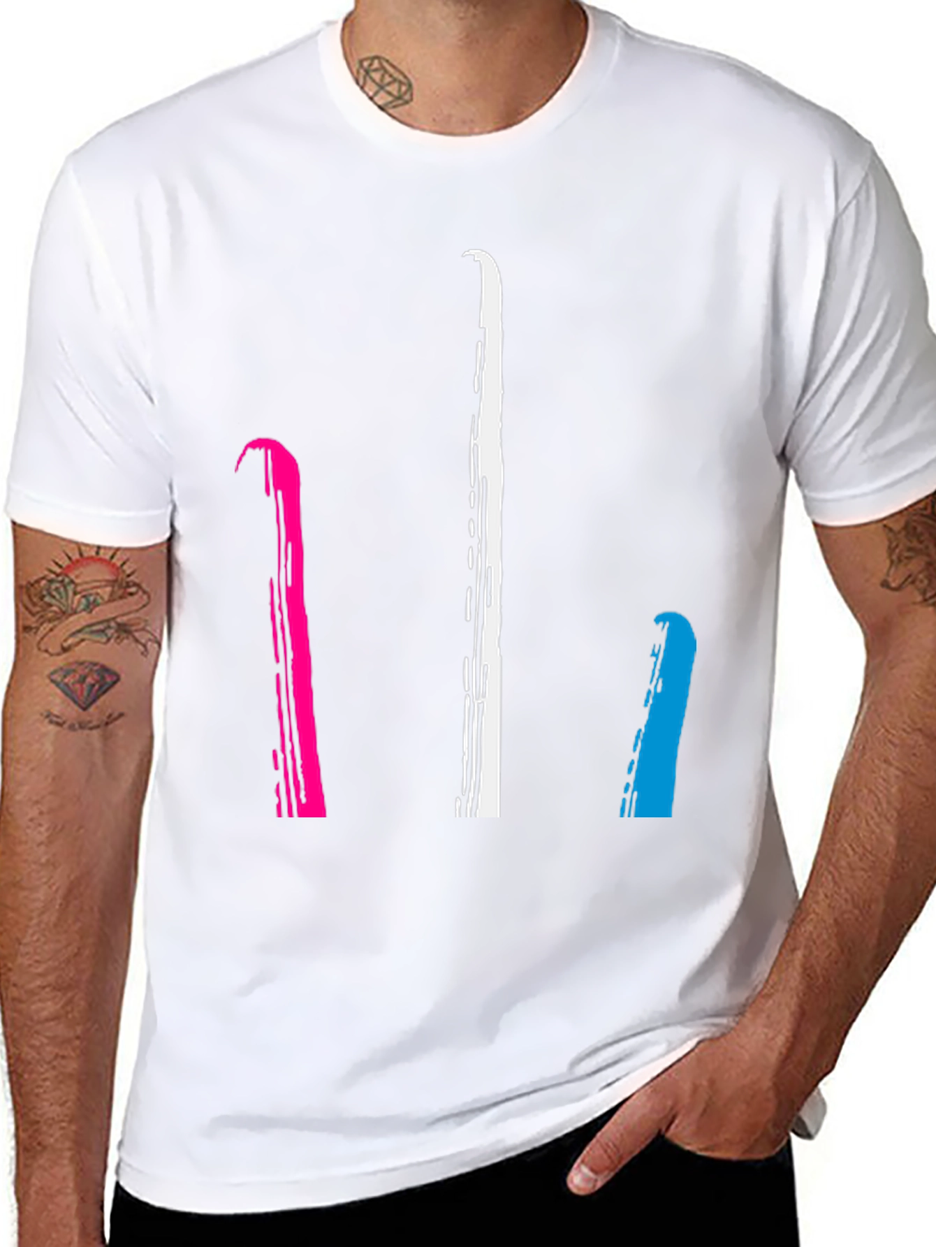 Abstract Stripe Graphic Tee - Mens Black T-Shirt