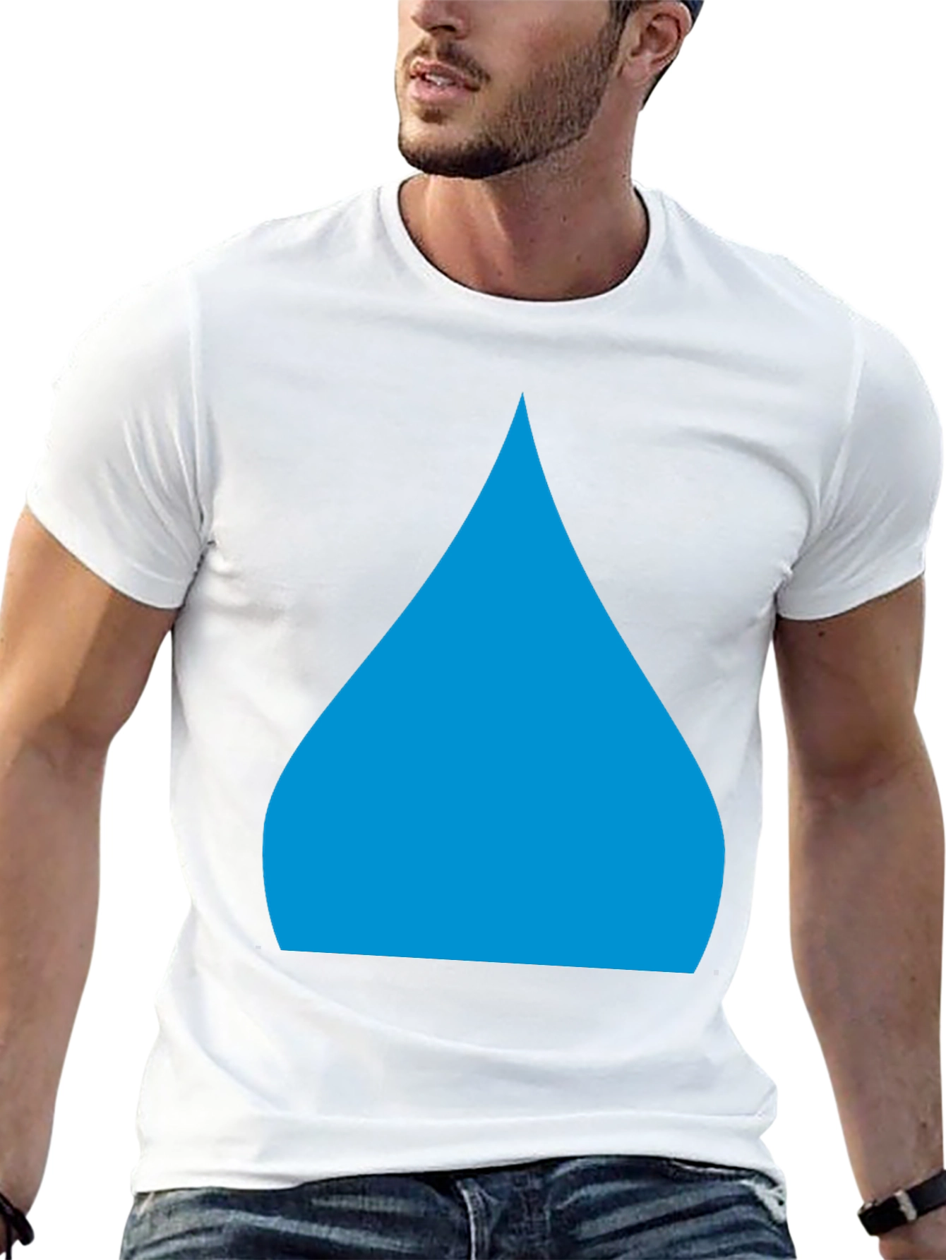 Mens Black T-Shirt with Blue Teardrop Graphic