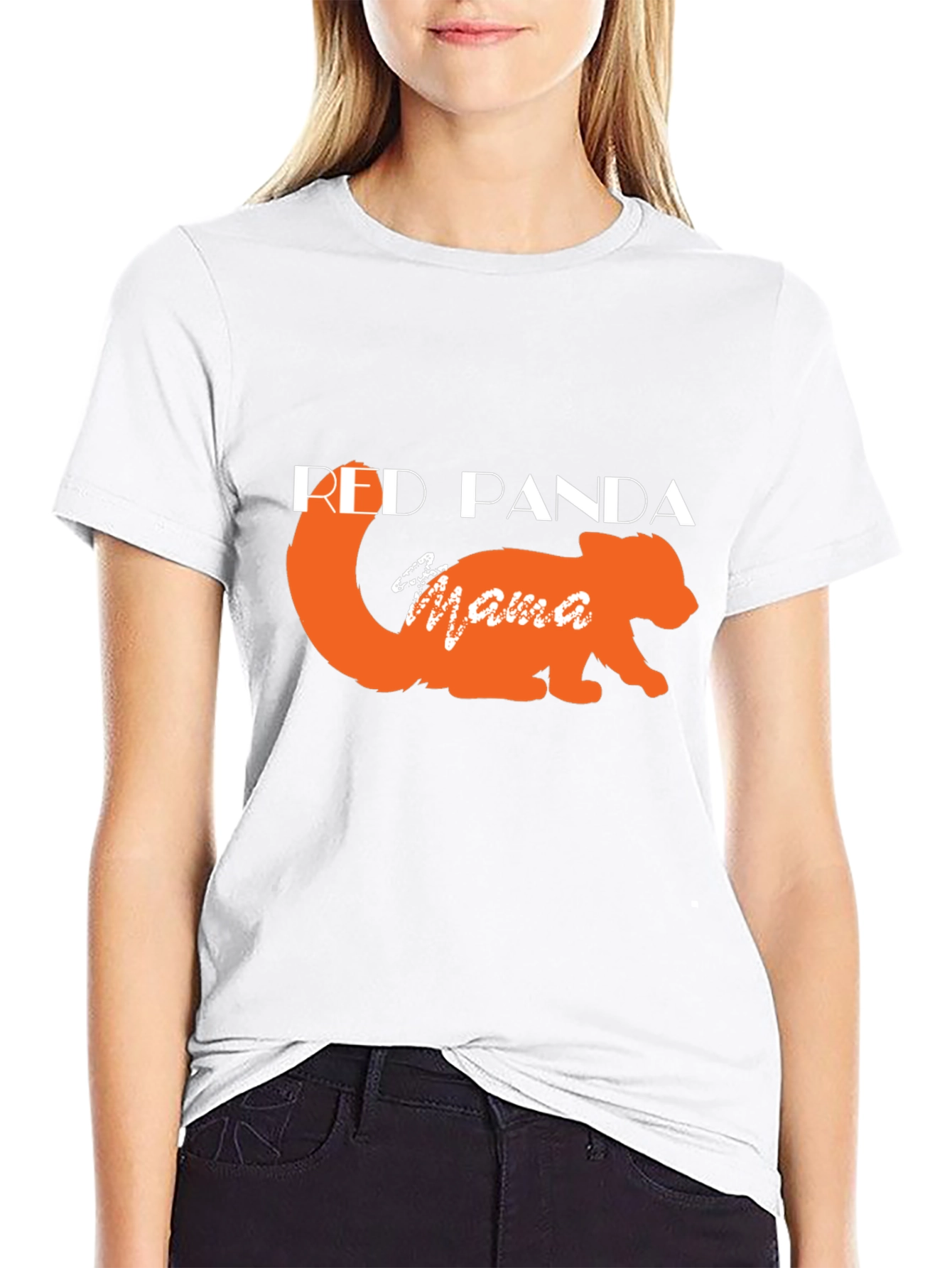 Red Panda Mama Black T-Shirt