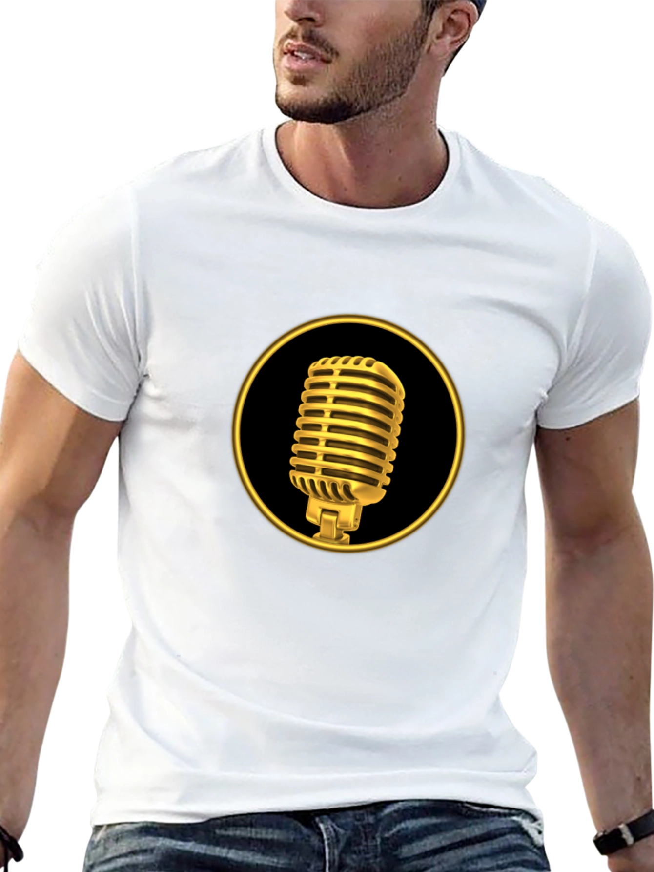 Retro Gold Microphone Black Tee