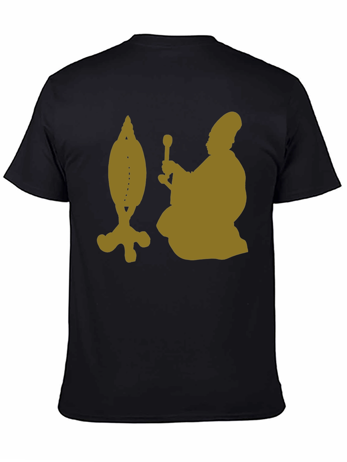 Black T-Shirt with Unique Gold Graphic Design