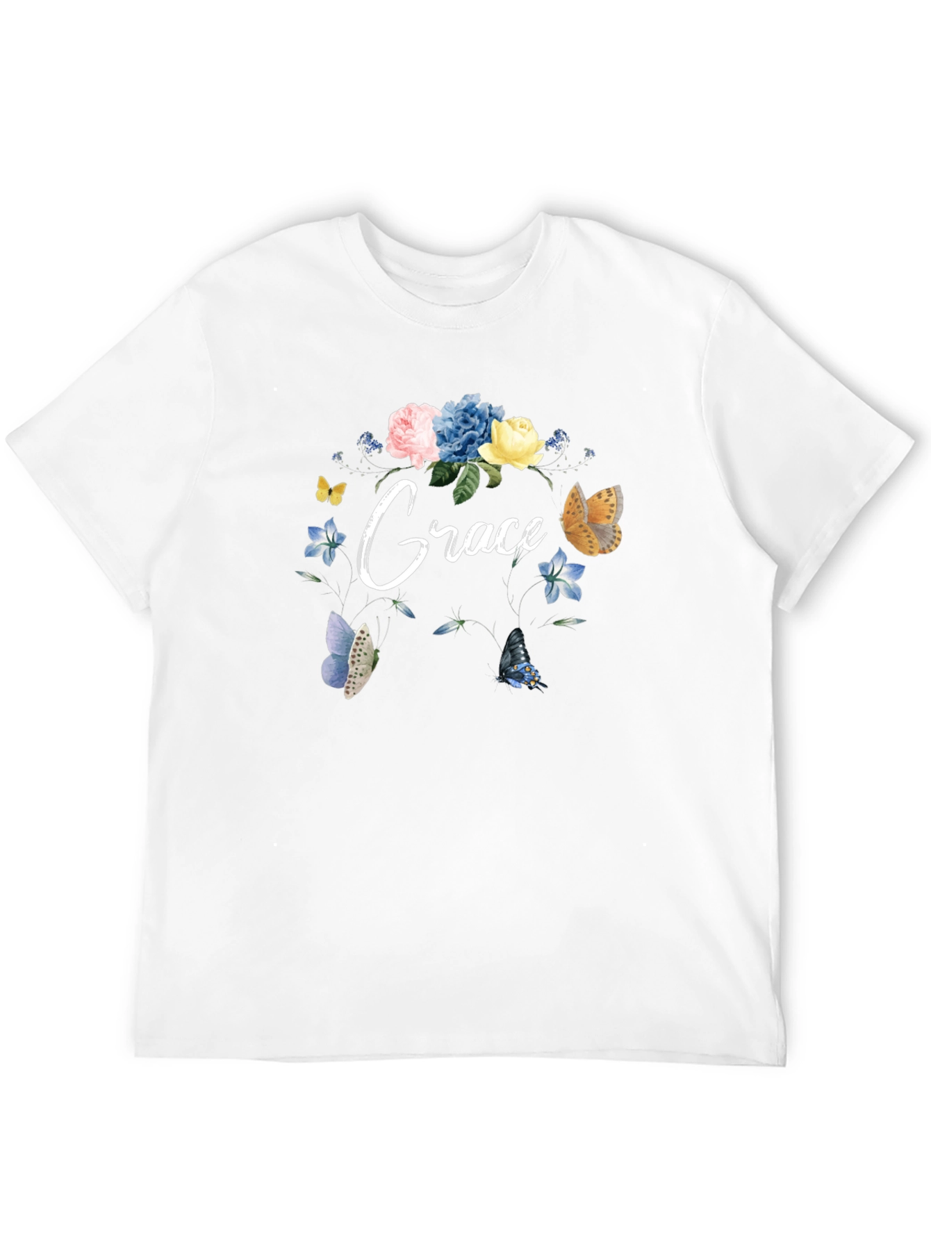 Grace Floral Butterfly Black T-Shirt