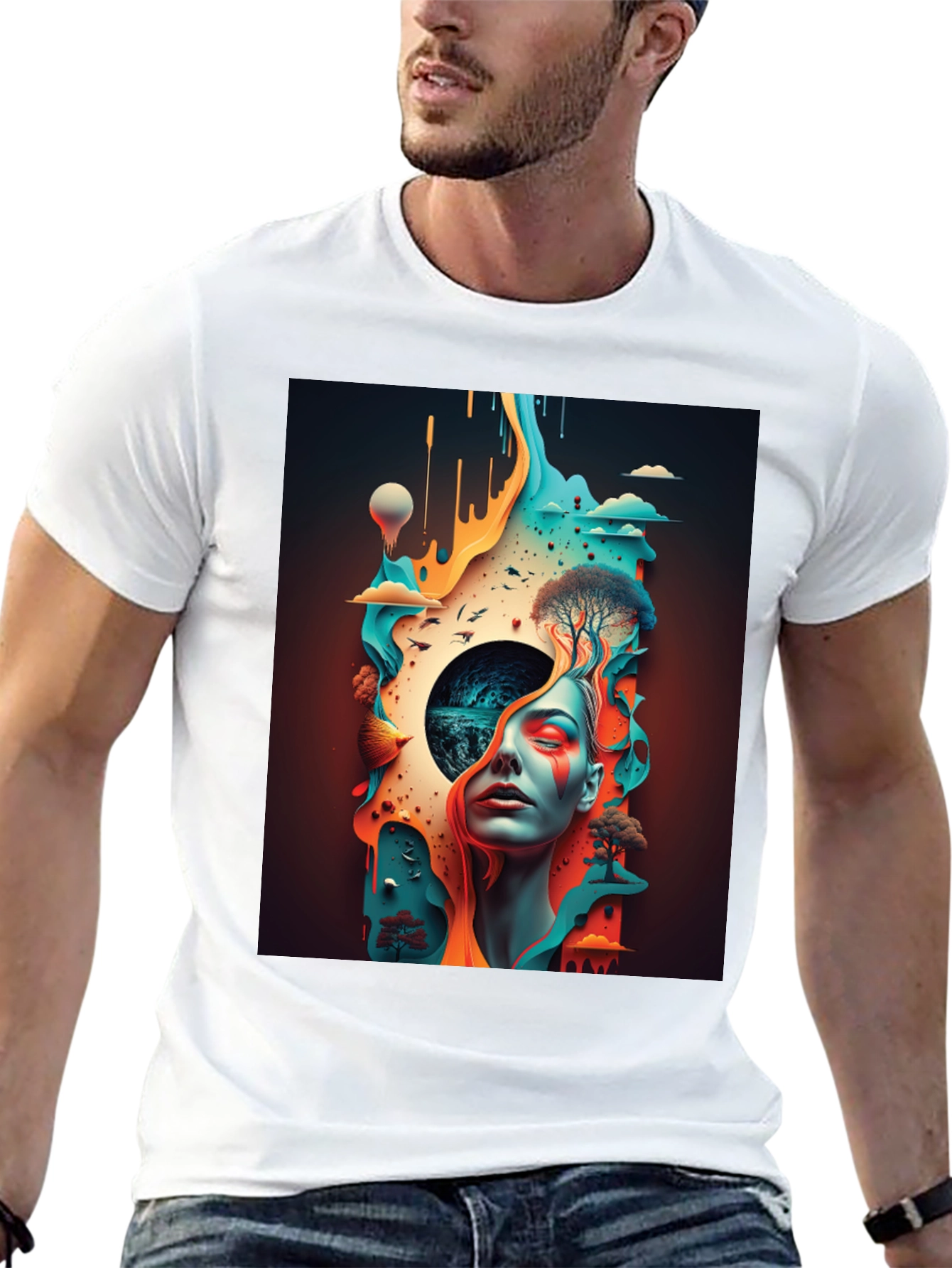 Surreal Dreamscape Graphic Tee - Black Unisex Shirt