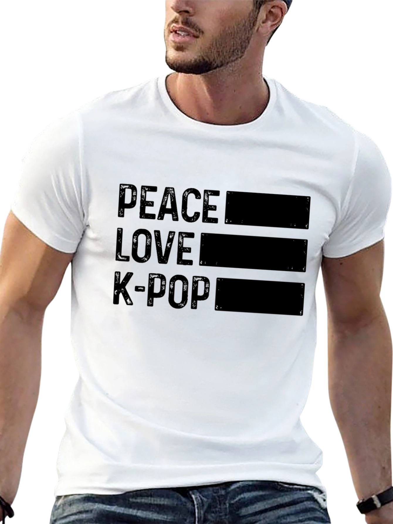 Peace Love K-Pop Graphic Tee - Trendy Music Shirt