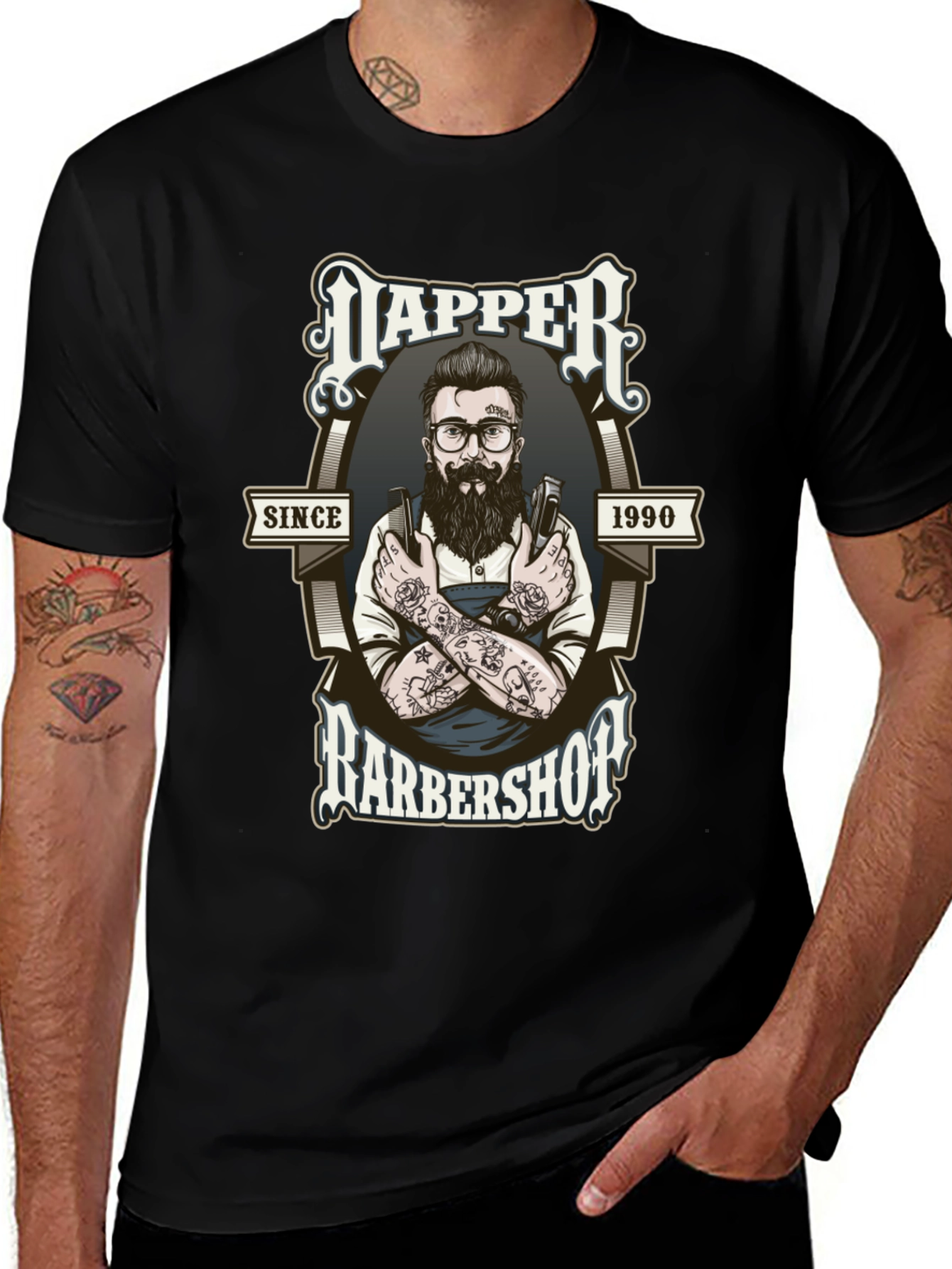 Dapper Barbershop Graphic Tee - Black