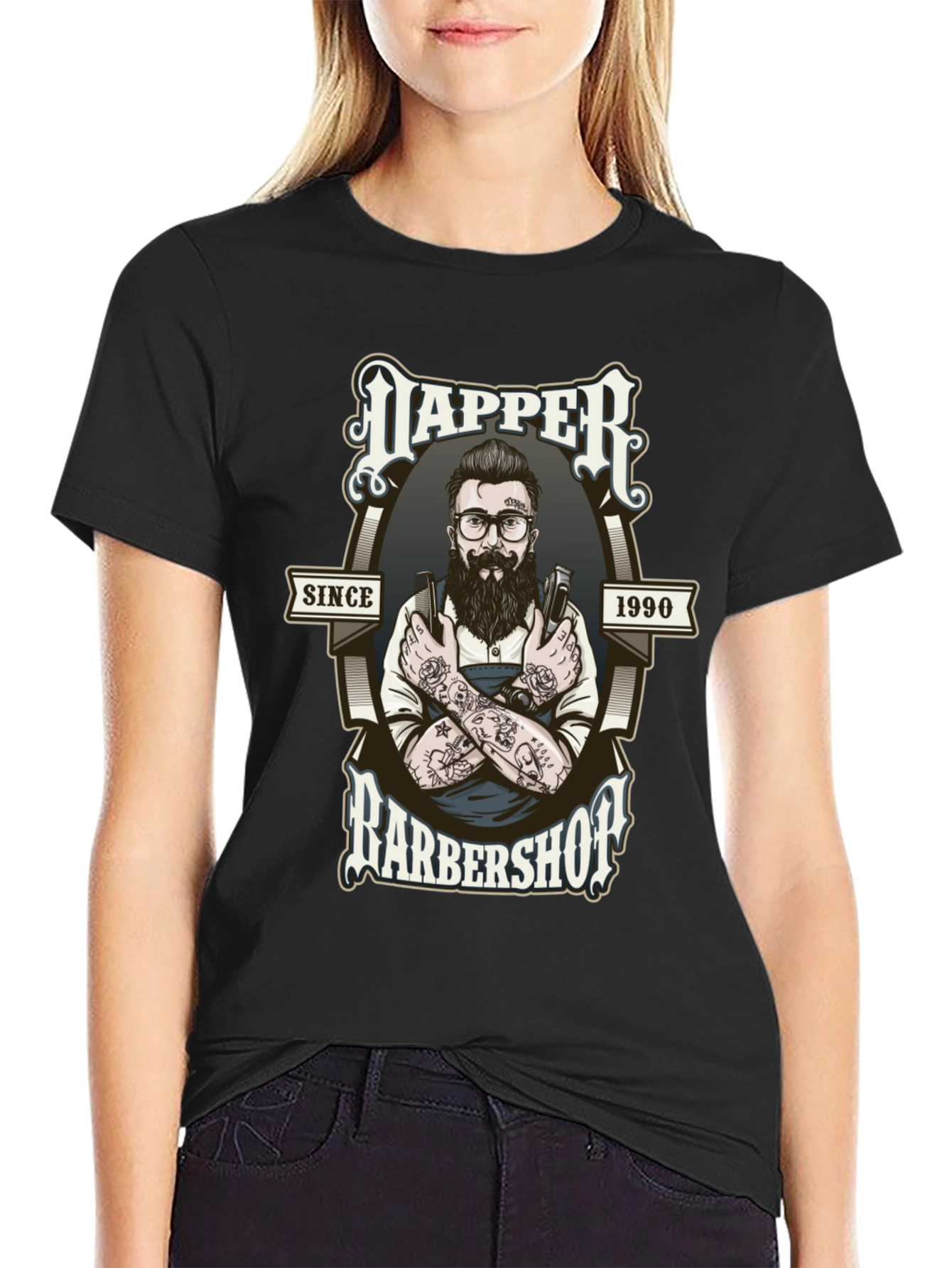 Dapper Barbershop Graphic Tee - Black