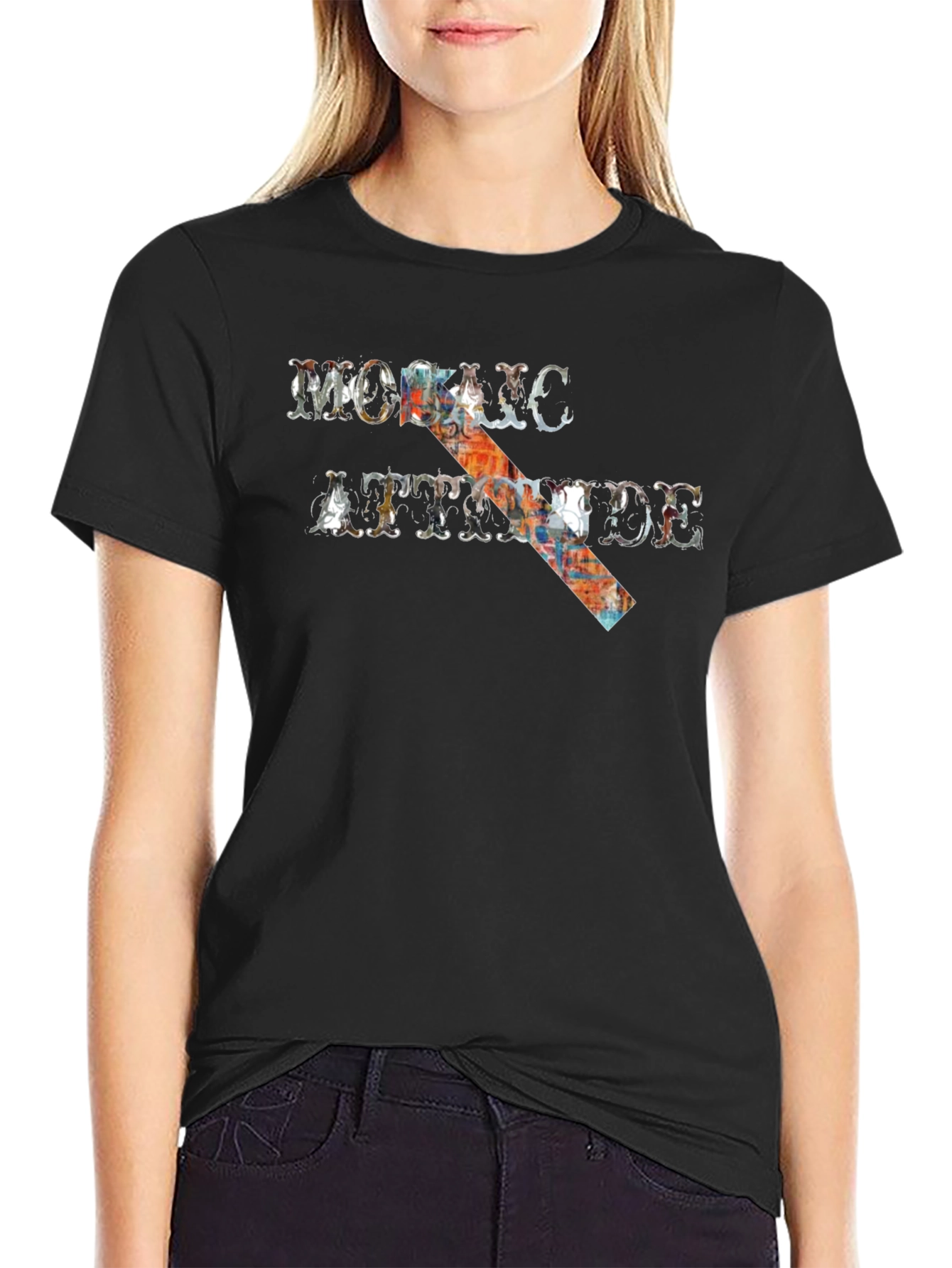 Mosaic Attitude Graphic Tee - Black