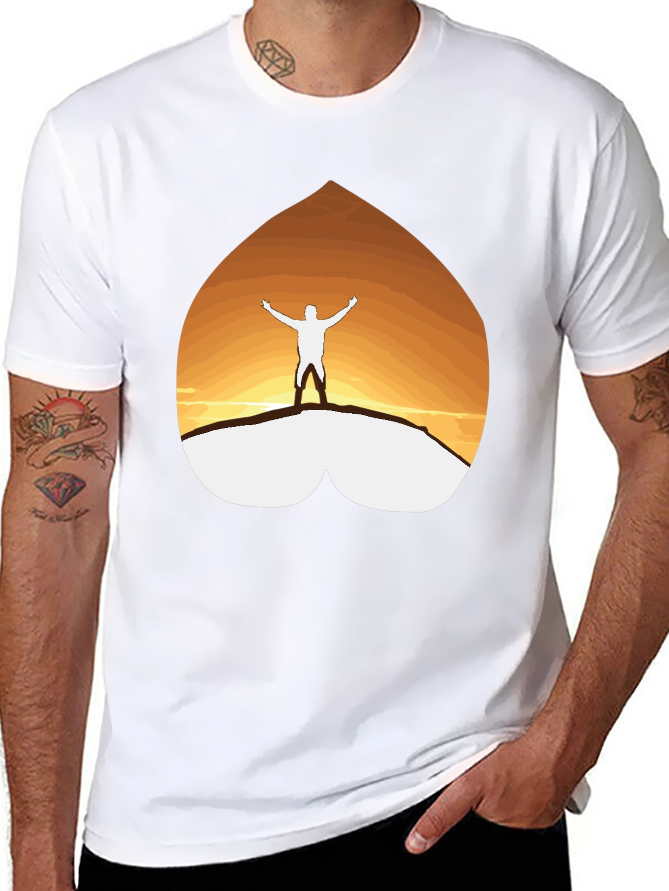 Mountain Sunset Graphic Tee - Black Casual Shirt
