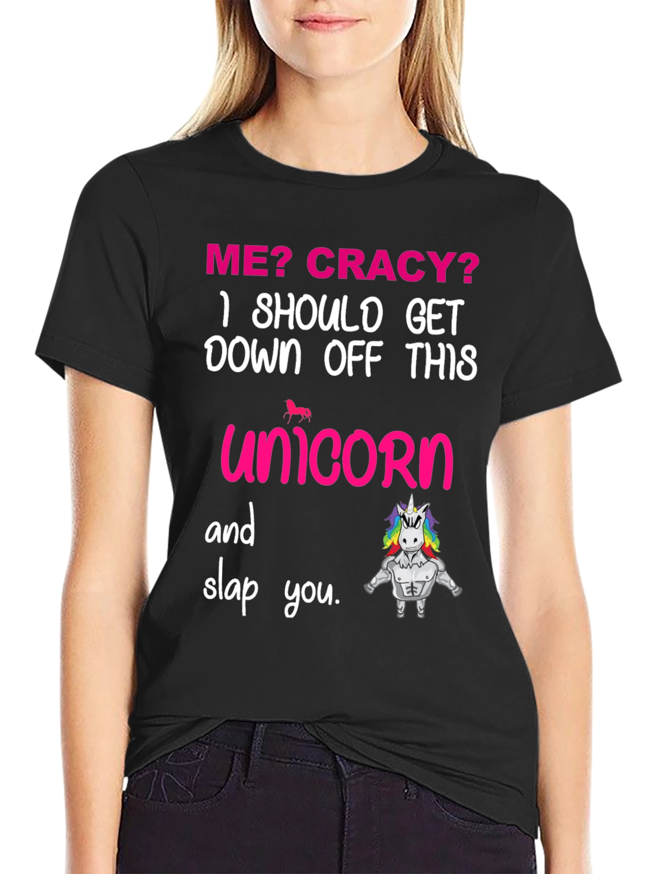 Crazy Unicorn Graphic T-Shirt