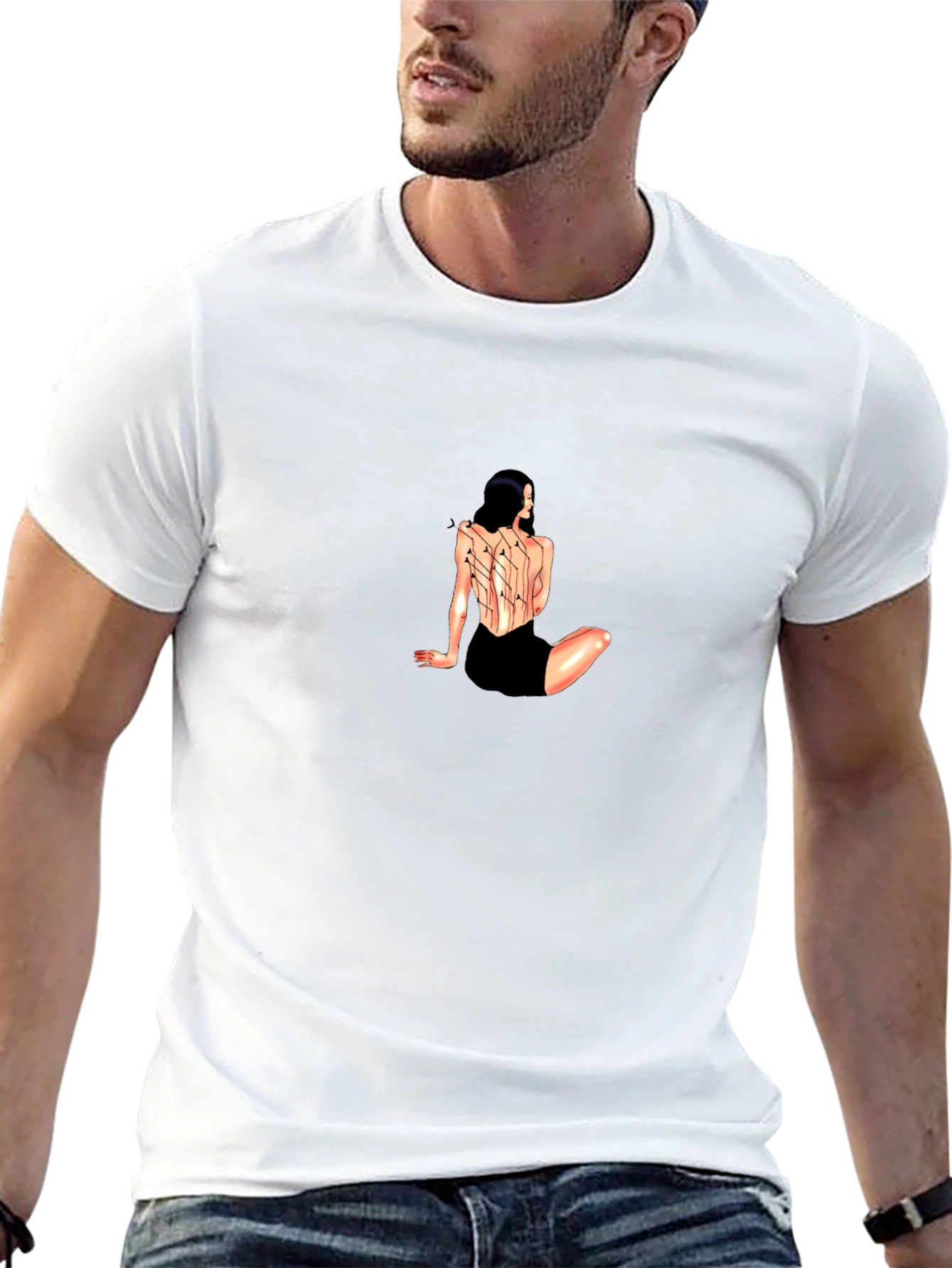 Woman Circuit Back Print Black Tee