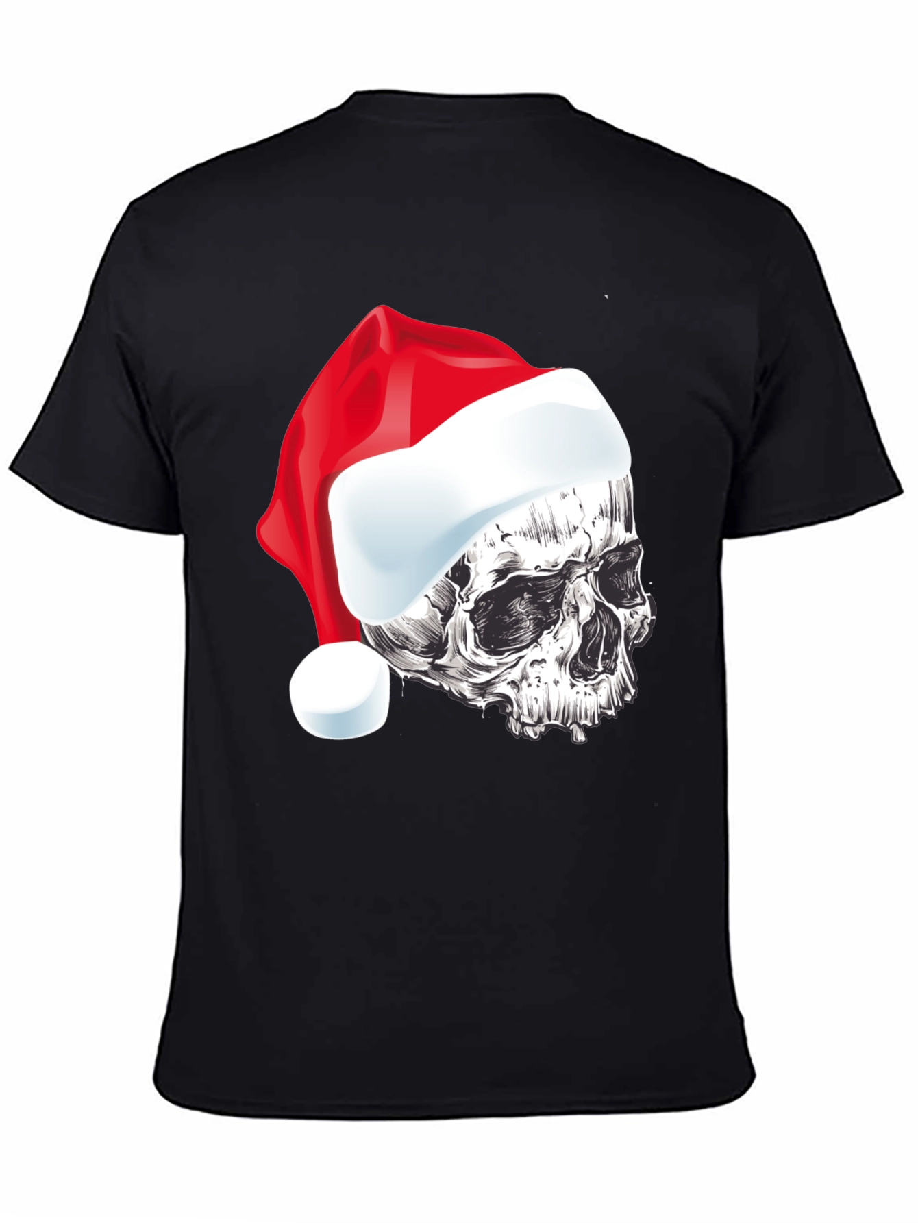 Skull Santa Hat Graphic Tee - Holiday Style